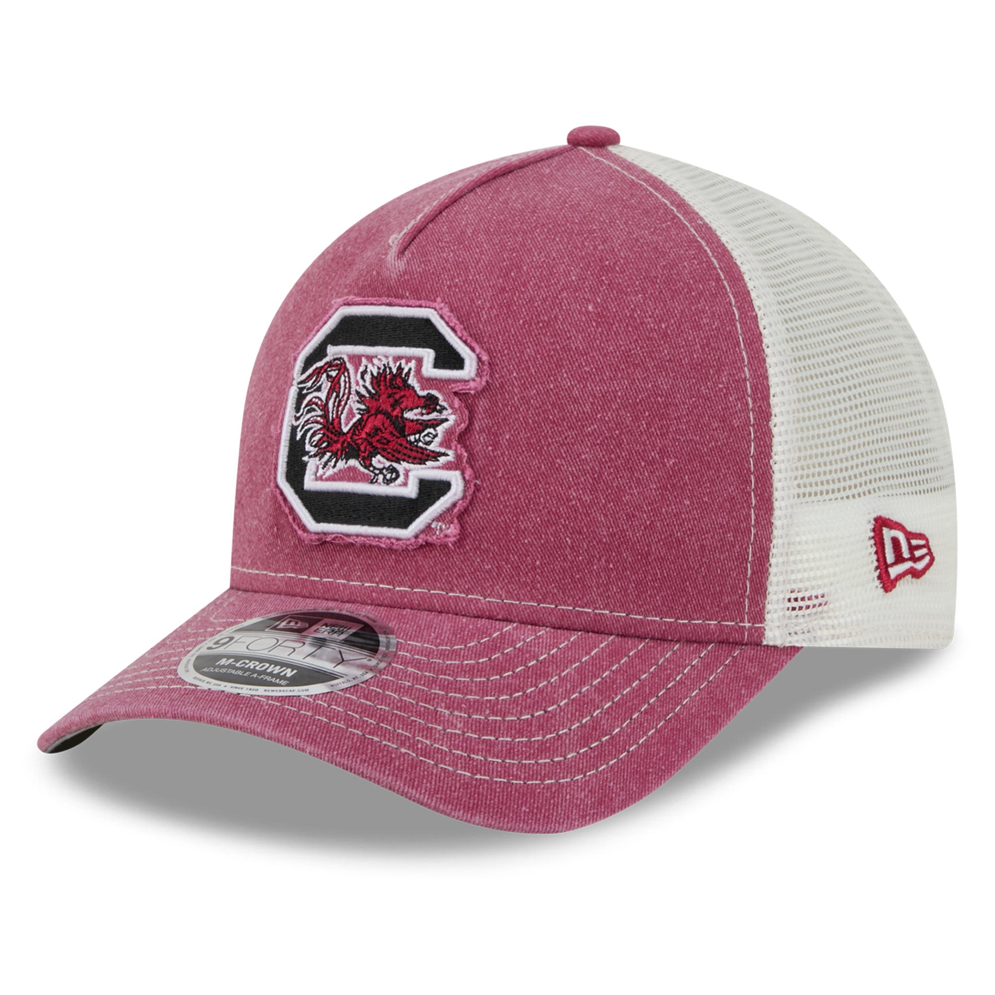 Casquette trucker unisexe New Era Garnet South Carolina Gamecocks Faded A-Frame 9FORTY ajustable