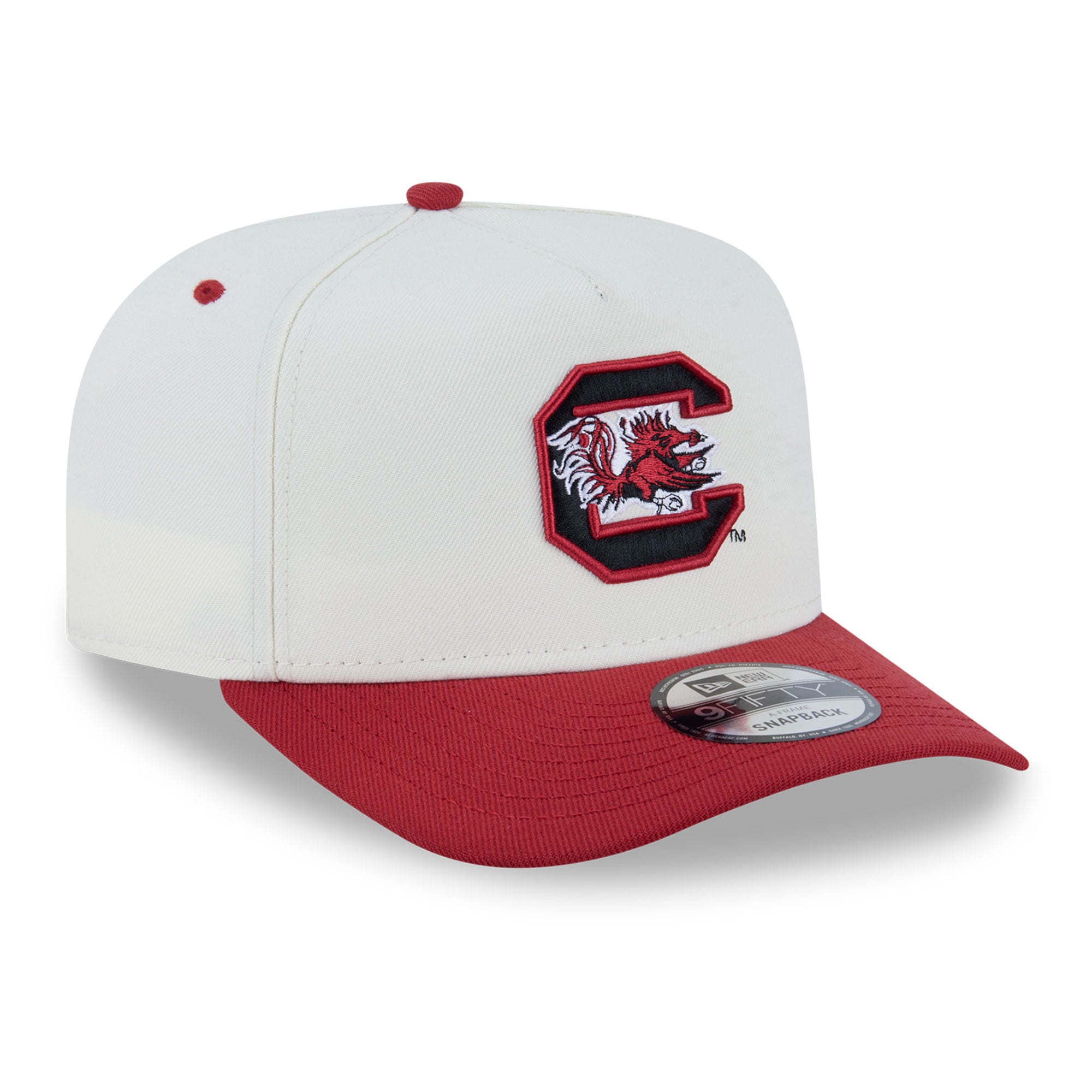 Casquette unisexe New Era blanche/grenat 9FIFTY A-Frame Snapback des Gamecocks de Caroline du Sud