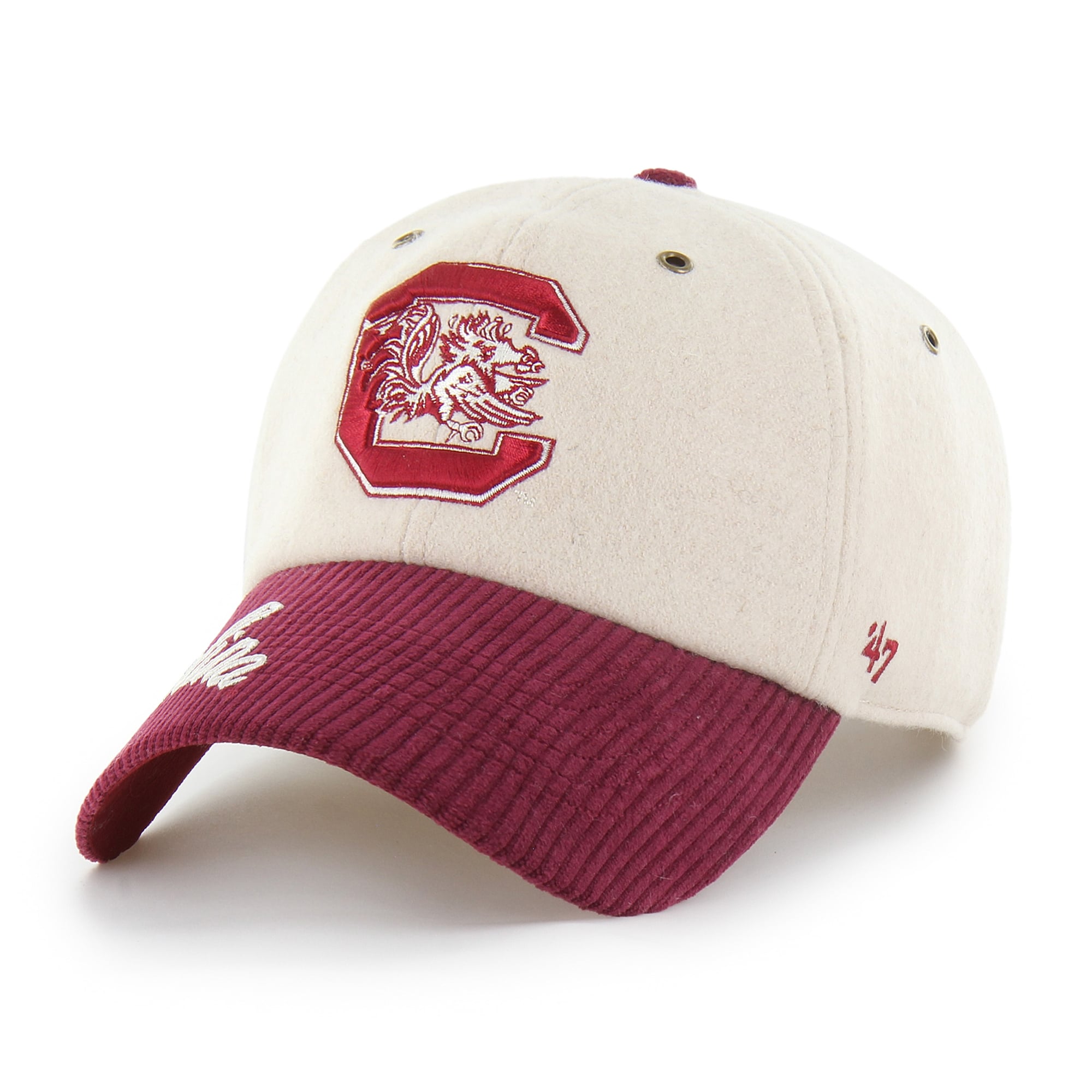 Casquette ajustable pour femme « 47 Cream/Grenat South Carolina Gamecocks Rope Script Clean Up »