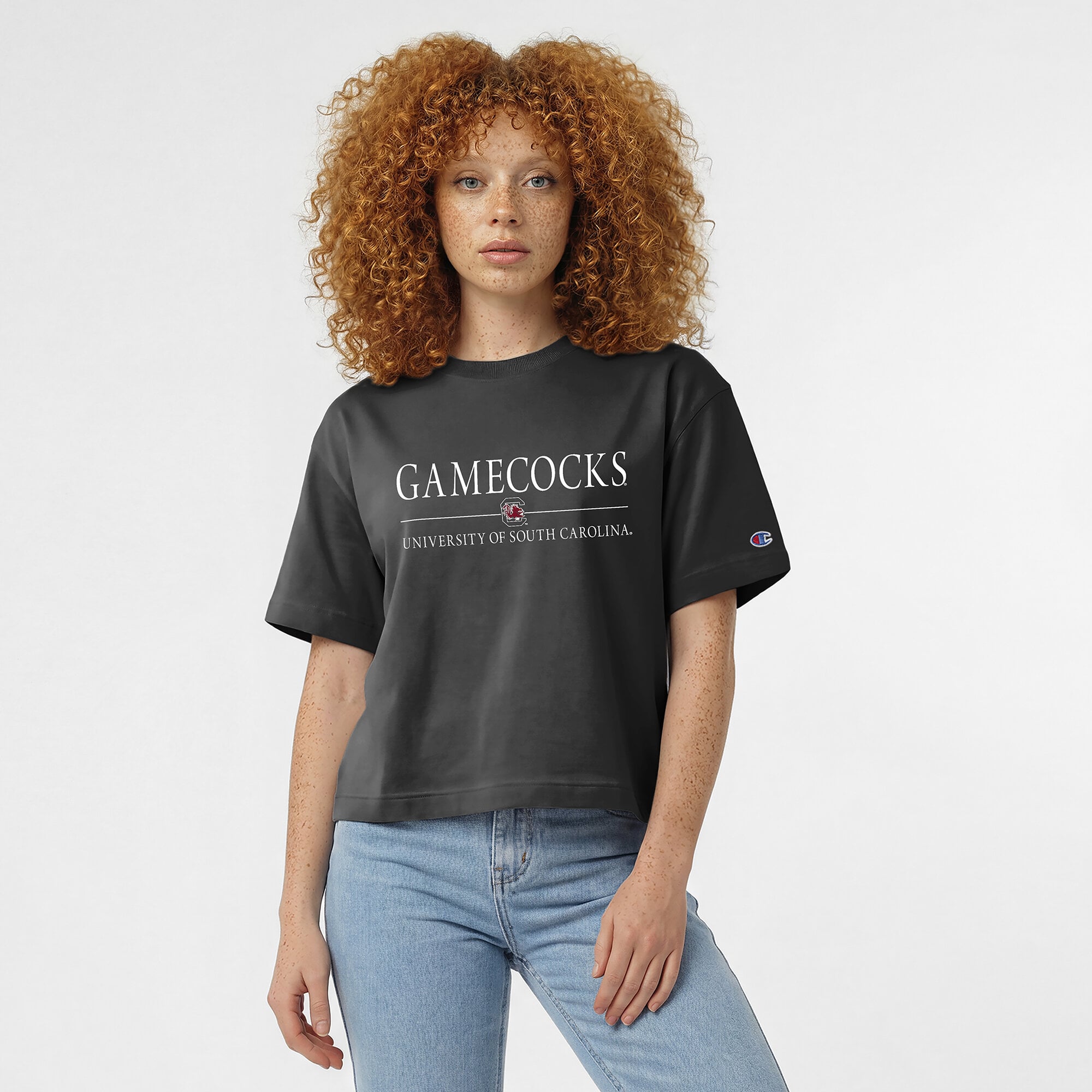 Women's Champion Black South Carolina Gamecocks Waist Length Wordmark T-Shirt