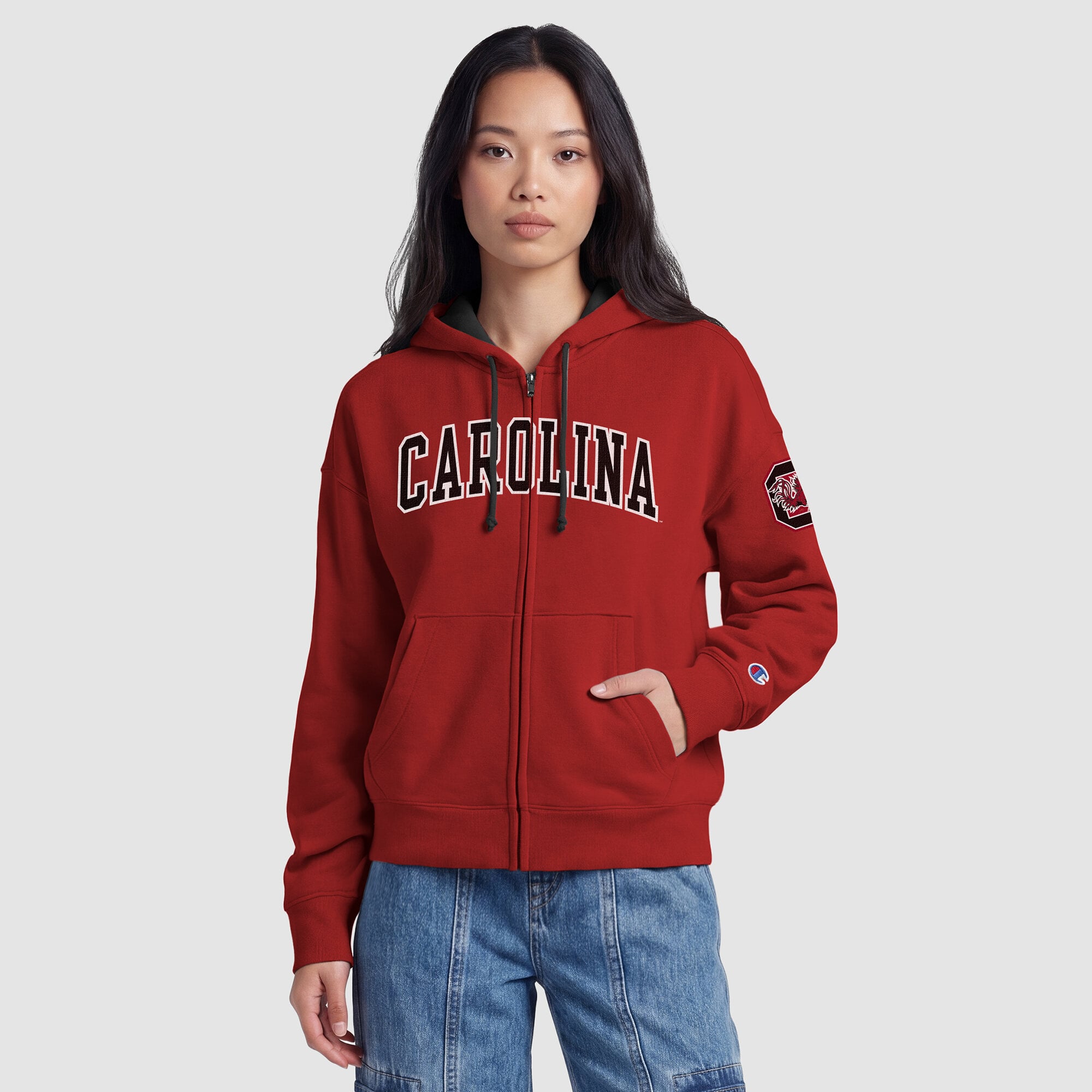 Women's Champion Garnet South Carolina Gamecocks Arch Full-Zip Fleece Hoodie