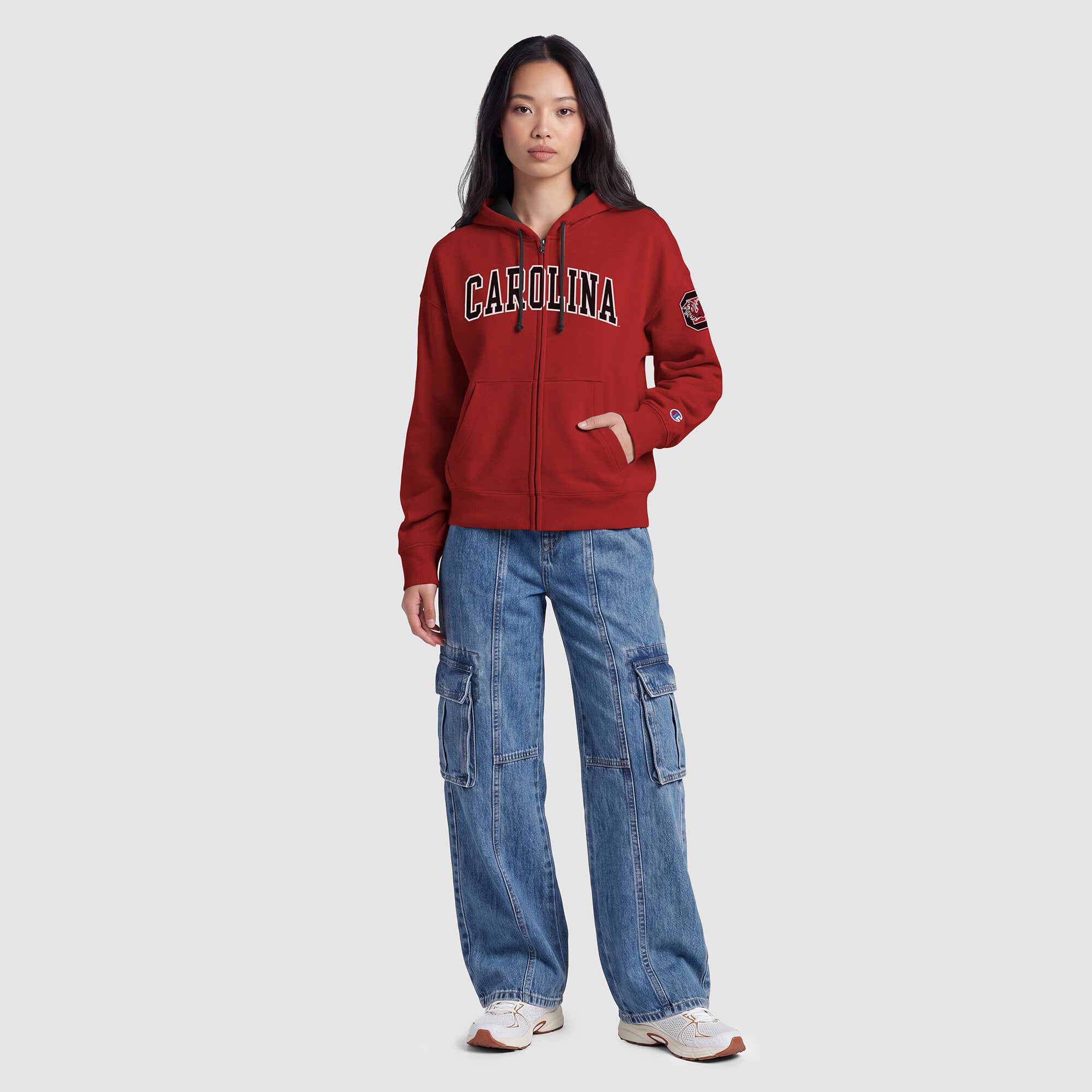 Women's Champion Garnet South Carolina Gamecocks Arch Full-Zip Fleece Hoodie