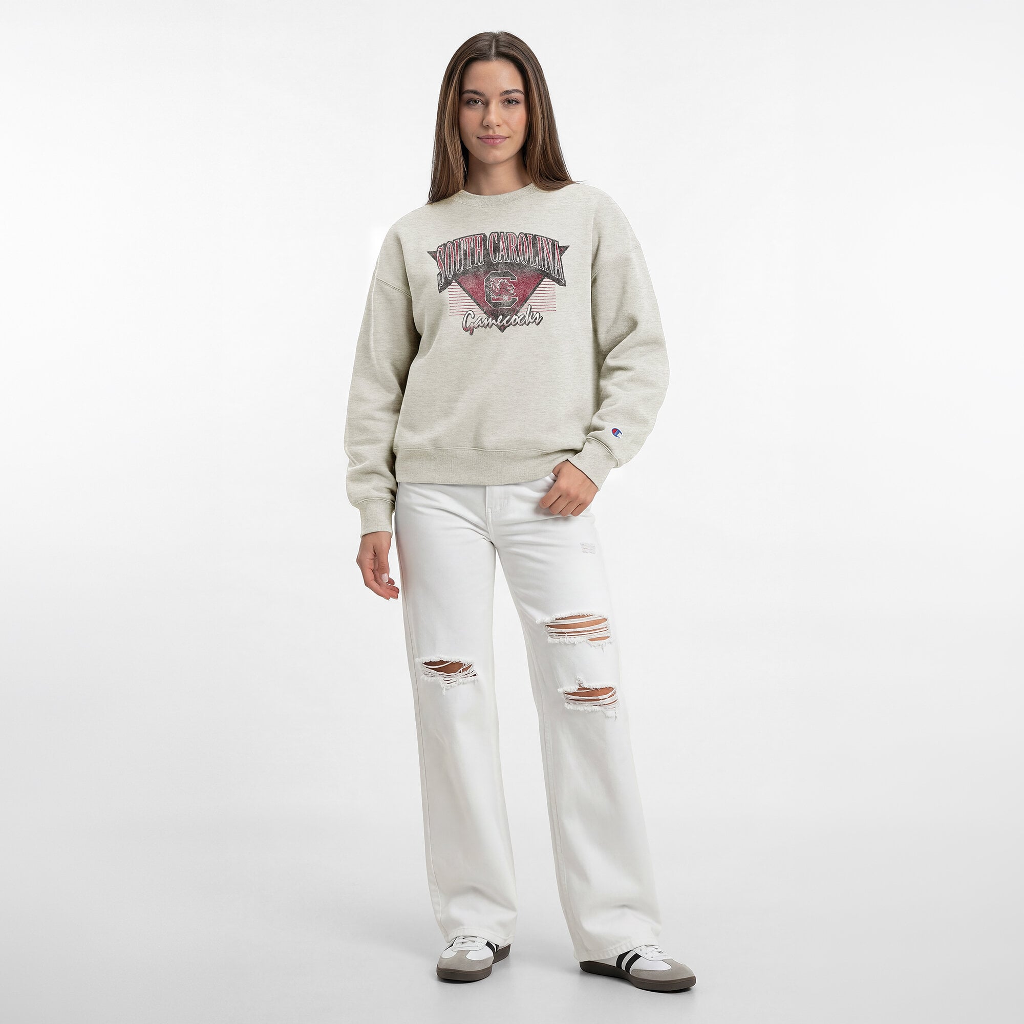 Women's Champion Oatmeal South Carolina Gamecocks All-Star Weave Sweatshirt