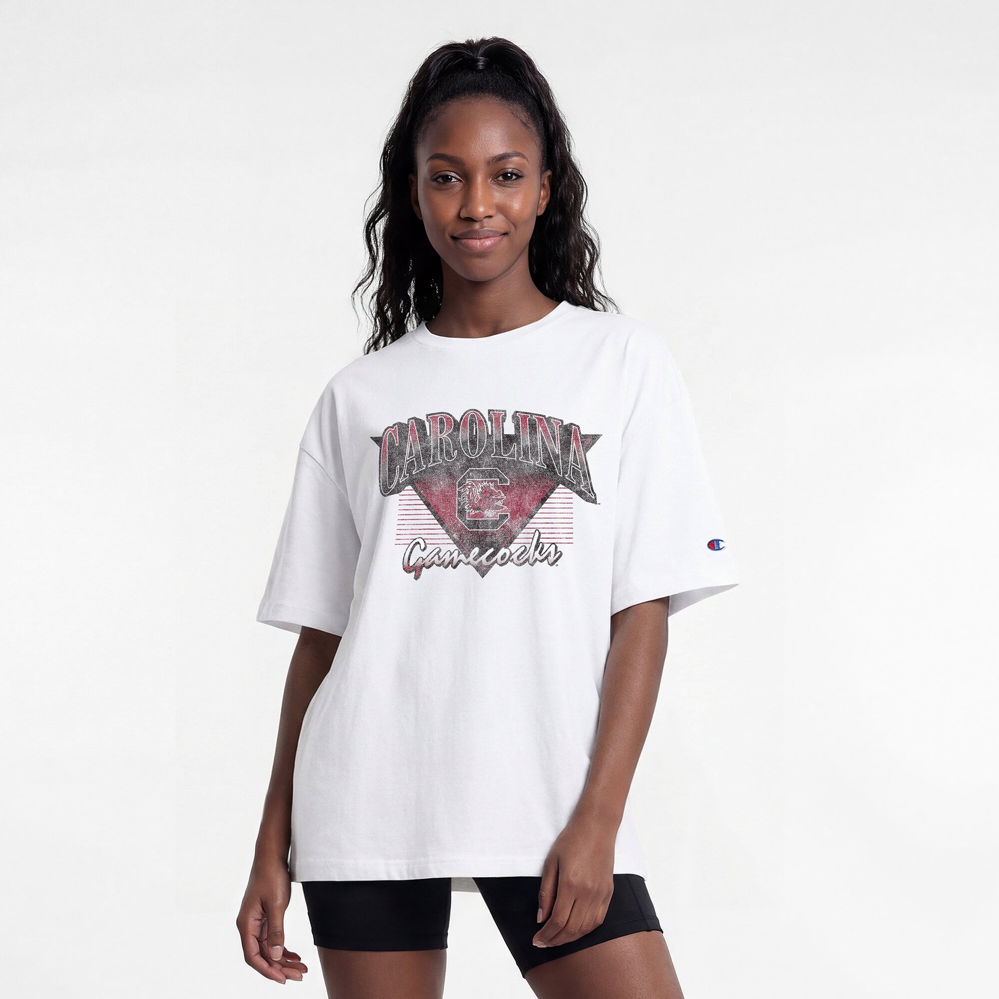 T-shirt oversize rétro blanc champion des Gamecocks de Caroline du Sud pour femmes