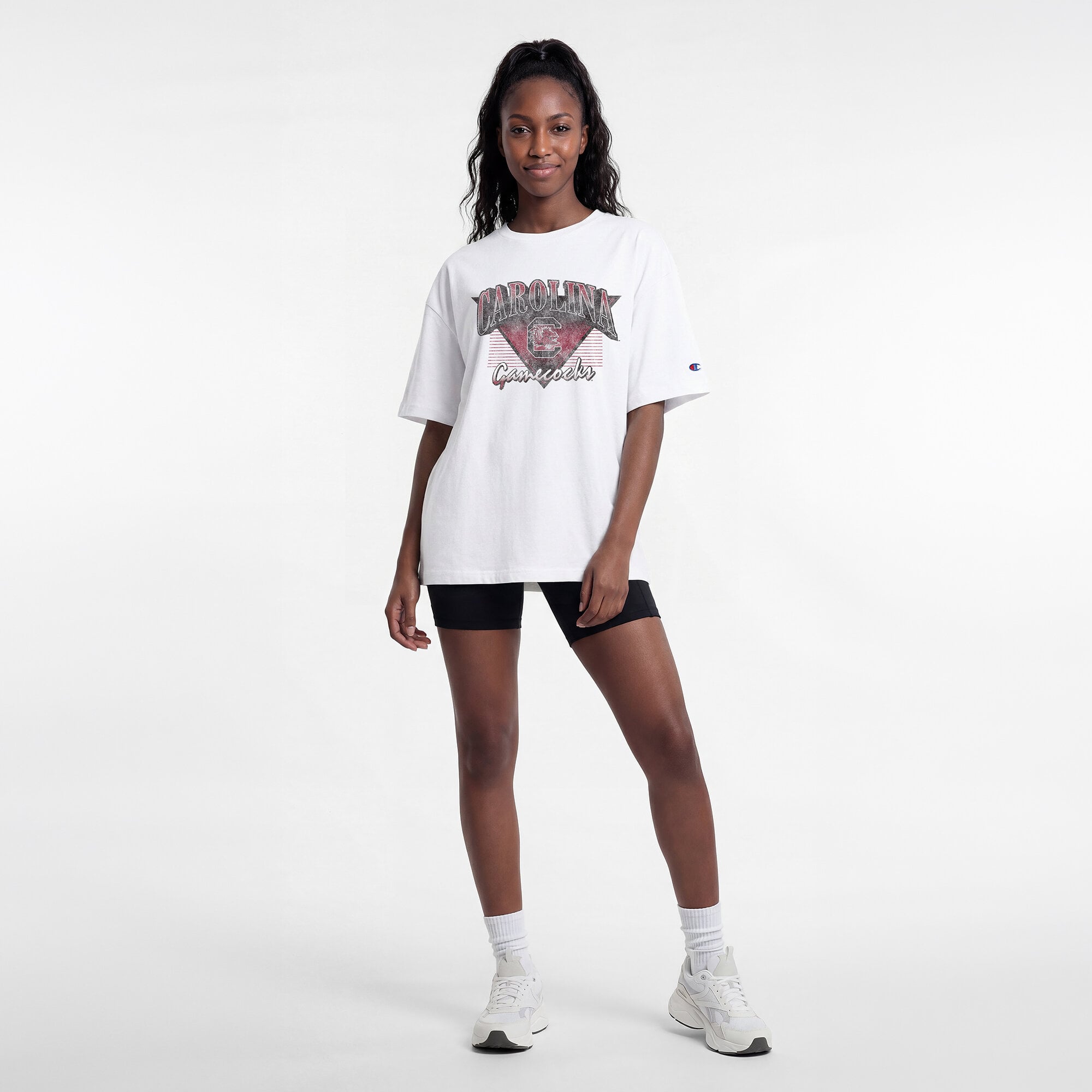 T-shirt oversize rétro blanc champion des Gamecocks de Caroline du Sud pour femmes