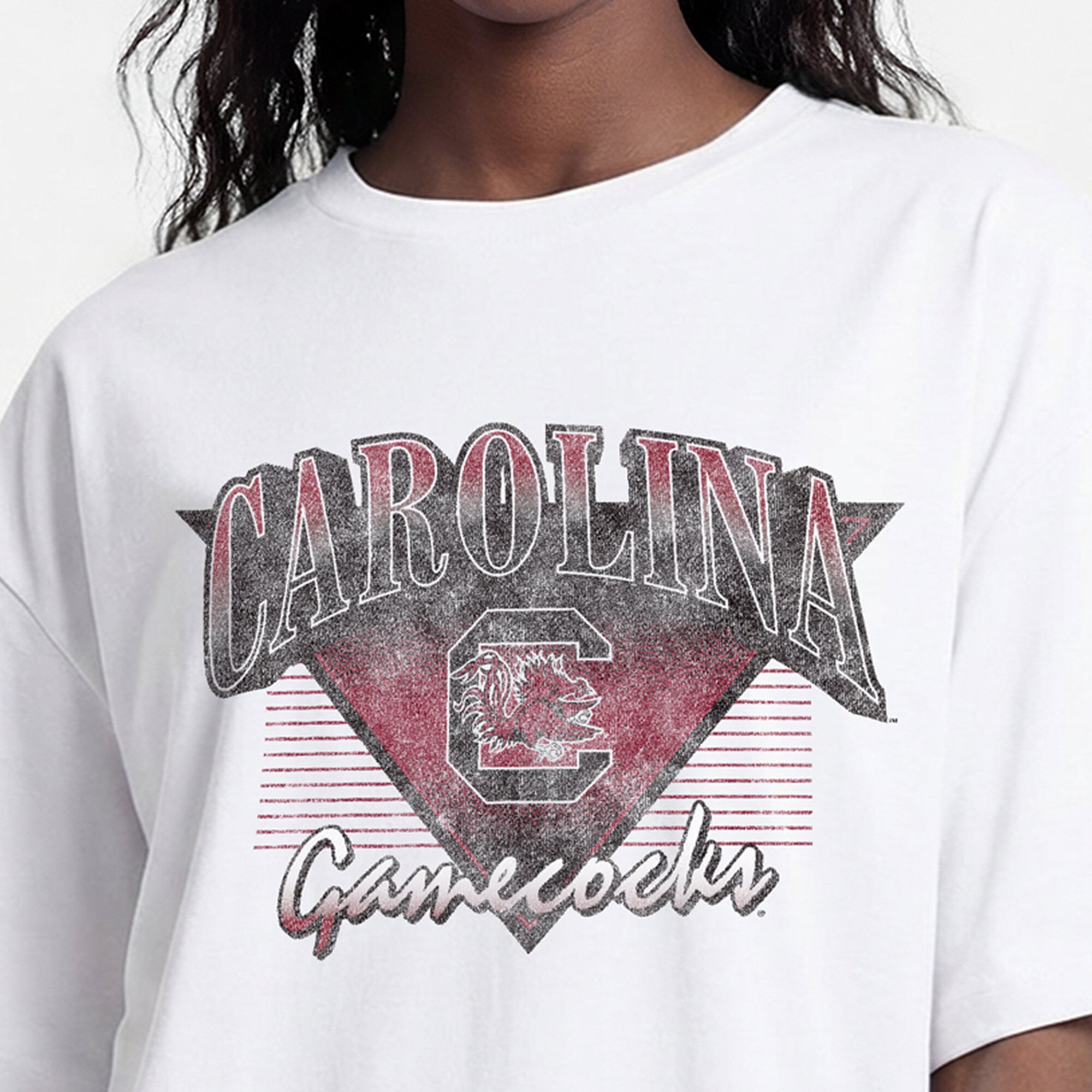 T-shirt oversize rétro blanc champion des Gamecocks de Caroline du Sud pour femmes