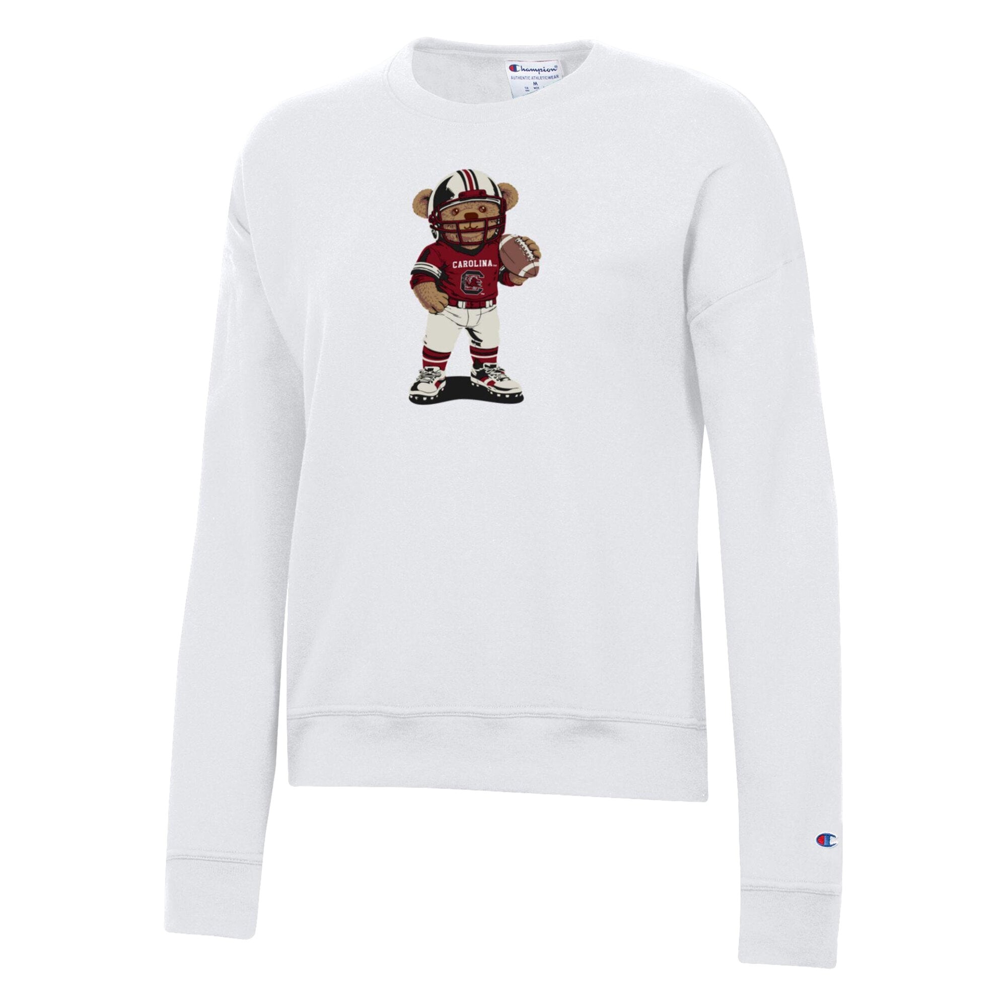 Sweat-shirt blanc Champion pour femmes, motif ours en peluche des Gamecocks de Caroline du Sud