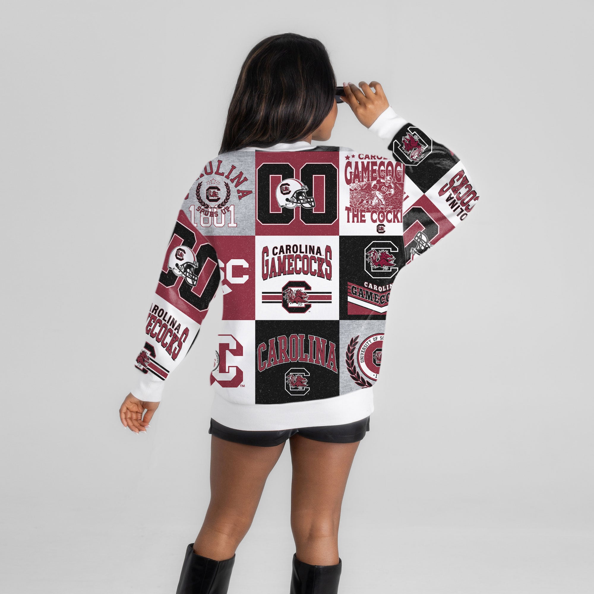Pull à manches longues patchwork Gameday Couture Grenat South Carolina Gamecocks Highlight Reel pour femme