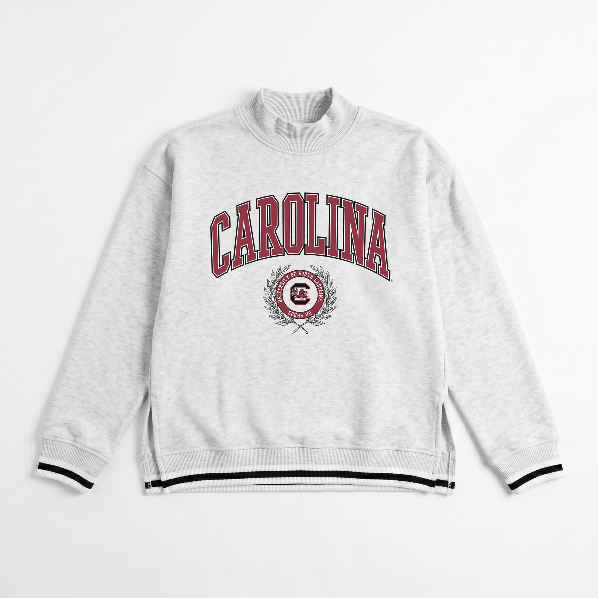 Women's Gameday Couture Gray South Carolina Gamecocks Rally Point Contrast Stripe Mock Neck Sweatshirt