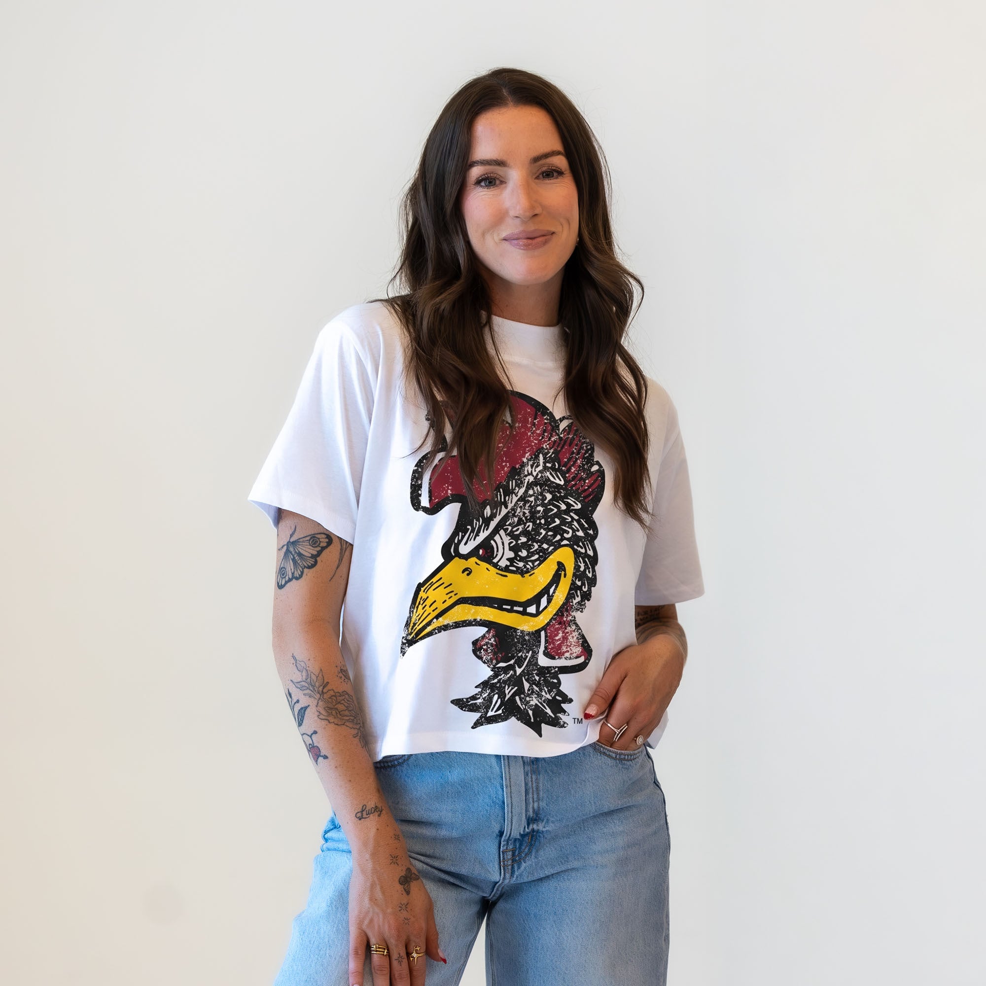 T-shirt blanc à l'effigie de la mascotte des Gamecocks Caroline du Sud, édition spéciale jours match pour femmes