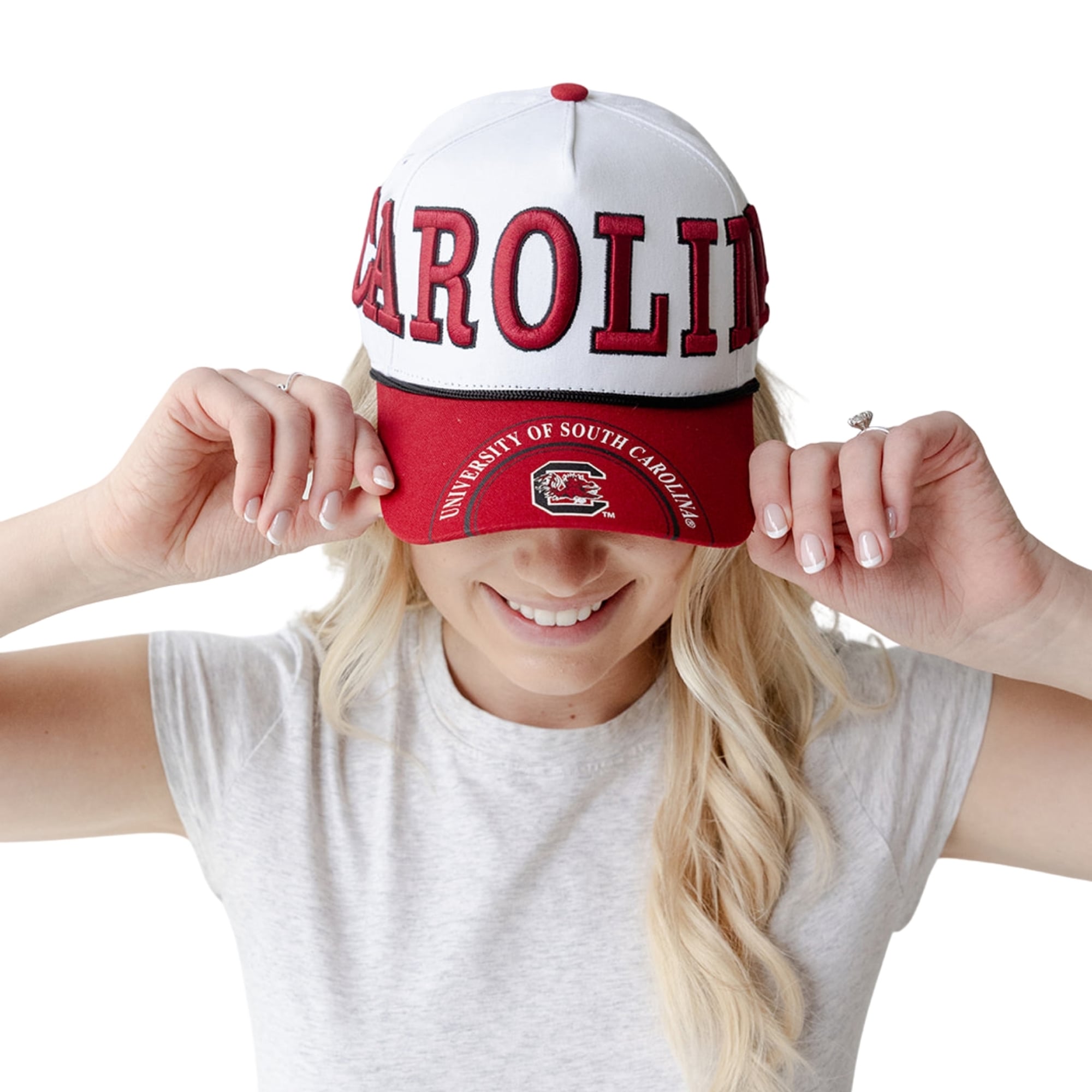 Women's Gameday Social White/Garnet South Carolina Gamecocks Five-Panel Rope Away Adjustable Hat