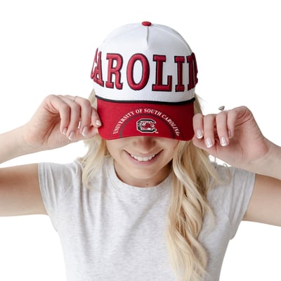  South Carolina Gamecocks Gameday Social Women's Five-Panel Rope Away Adjustable Hat - White/Garnet