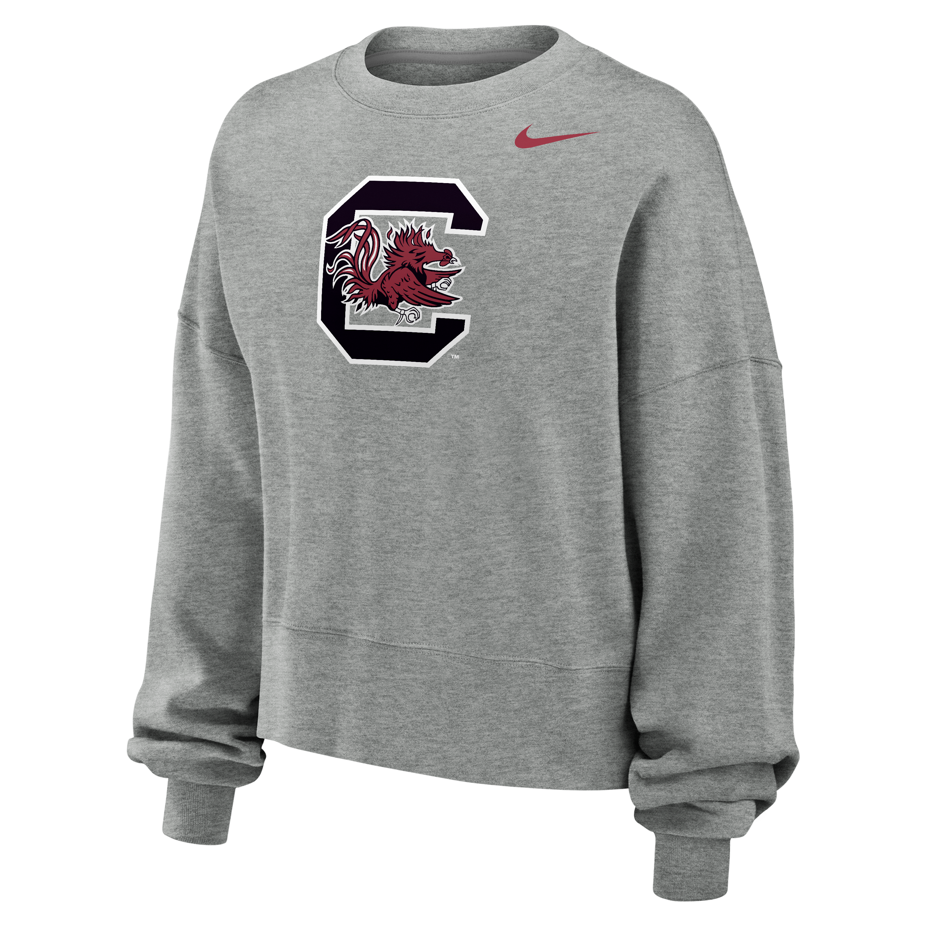 Sweat-shirt polaire Nike Phoenix pour femme, gris chiné, South Carolina Gamecocks