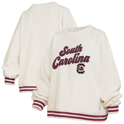 South Carolina Gamecocks Pressbox Women's Bonanza Chenille Ribbed Sweatshirt - Cream