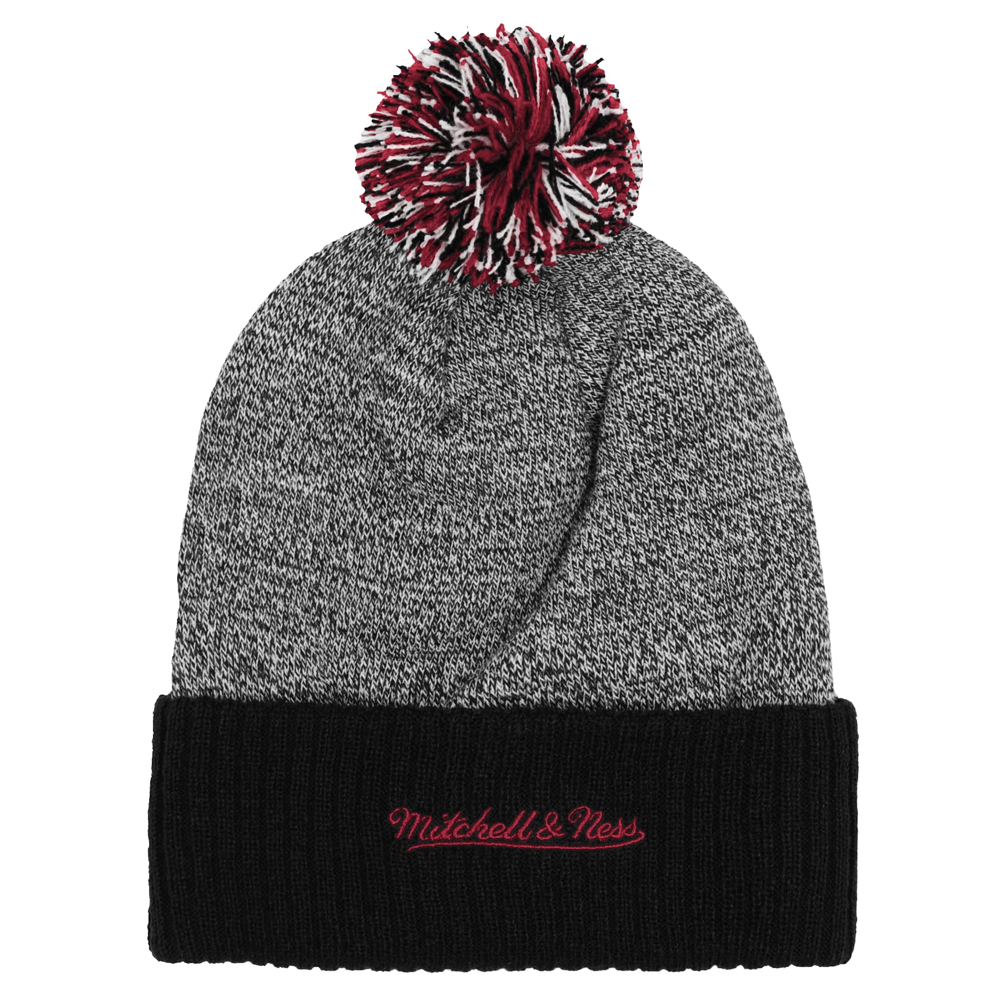 Bonnet tricoté à revers Mitchell & Ness noir pour enfant, à l'effigie de la mascotte des Gamecocks de Caroline du Sud, avec pompon.
