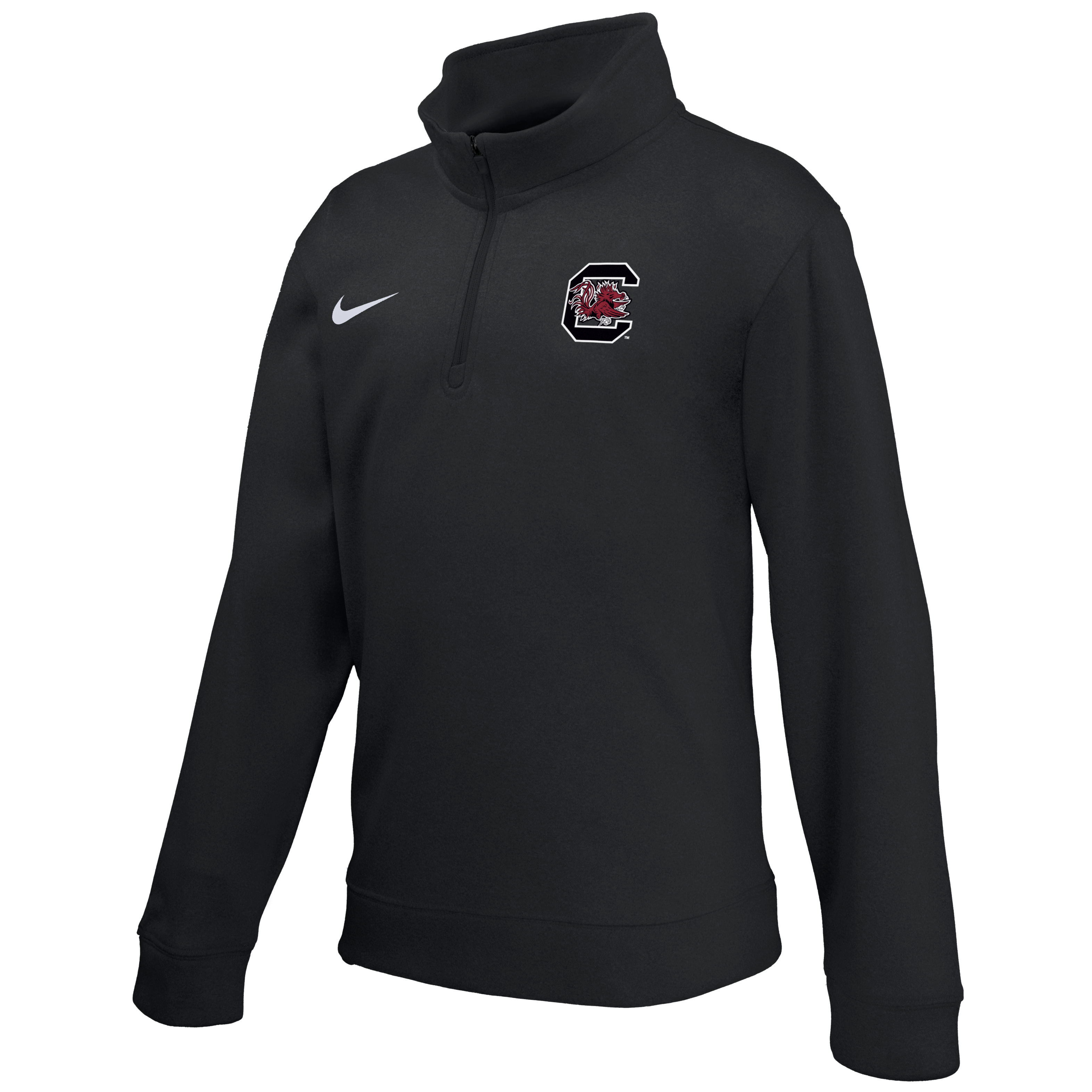 Pull-over Nike Therma-FIT noir pour jeunes, modèle Gamecocks de Caroline du Sud, à col zippé.