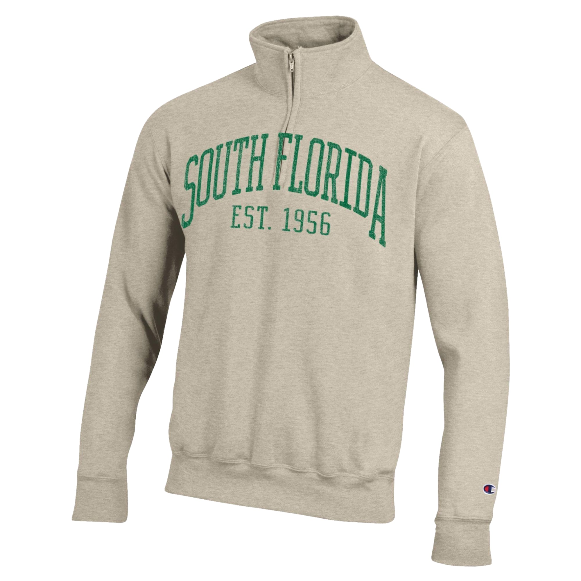 Pull à col zippé Champion Cream South Florida Bulls pour homme