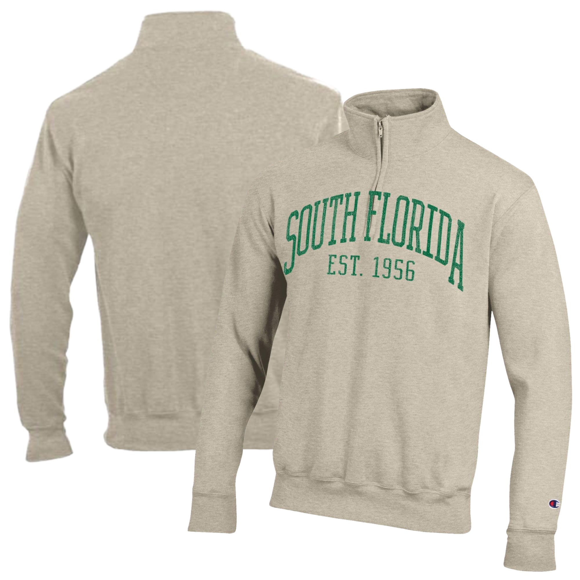 Pull à col zippé Champion Cream South Florida Bulls pour homme