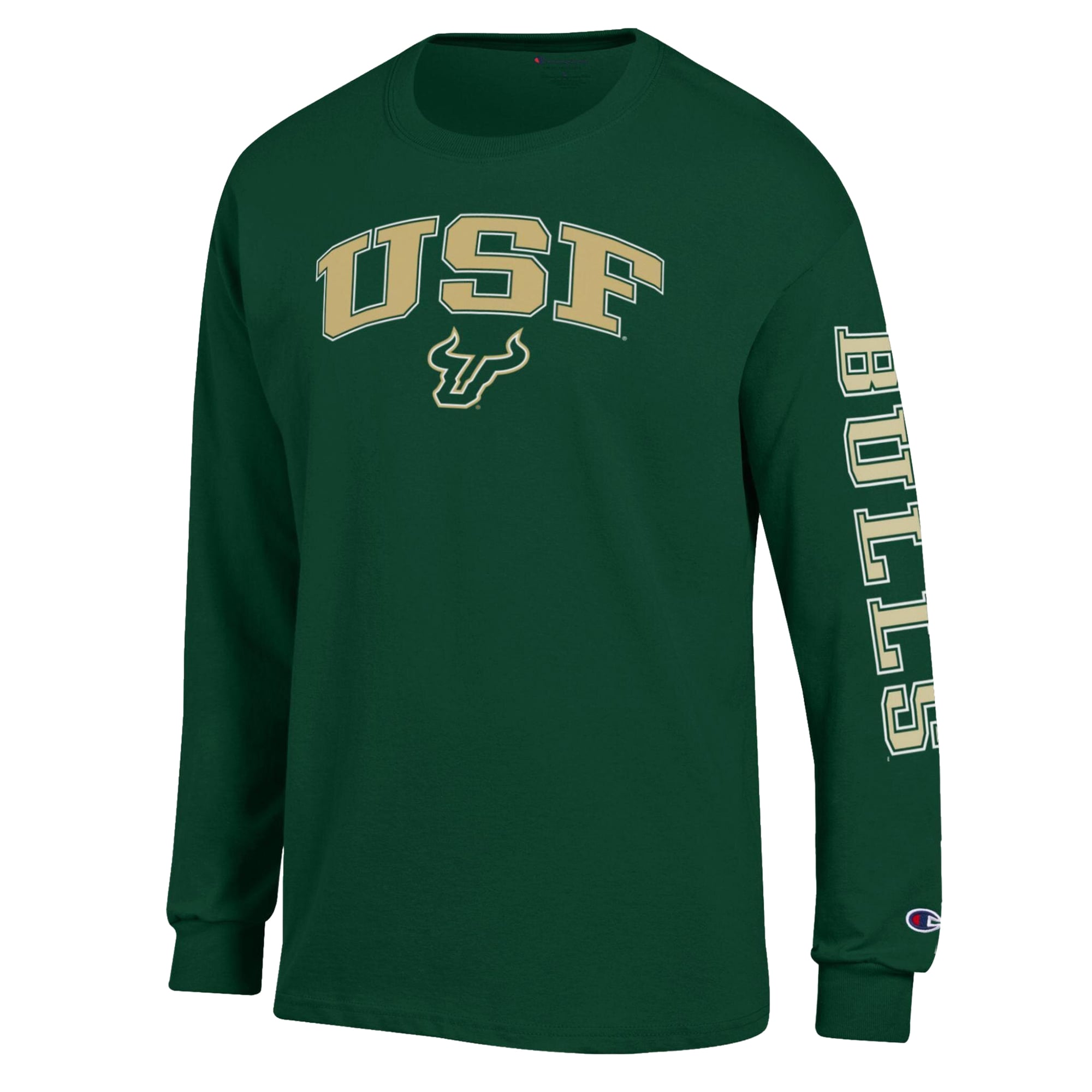 T-shirt à manches longues Champion vert foncé avec logo des South Florida Bulls