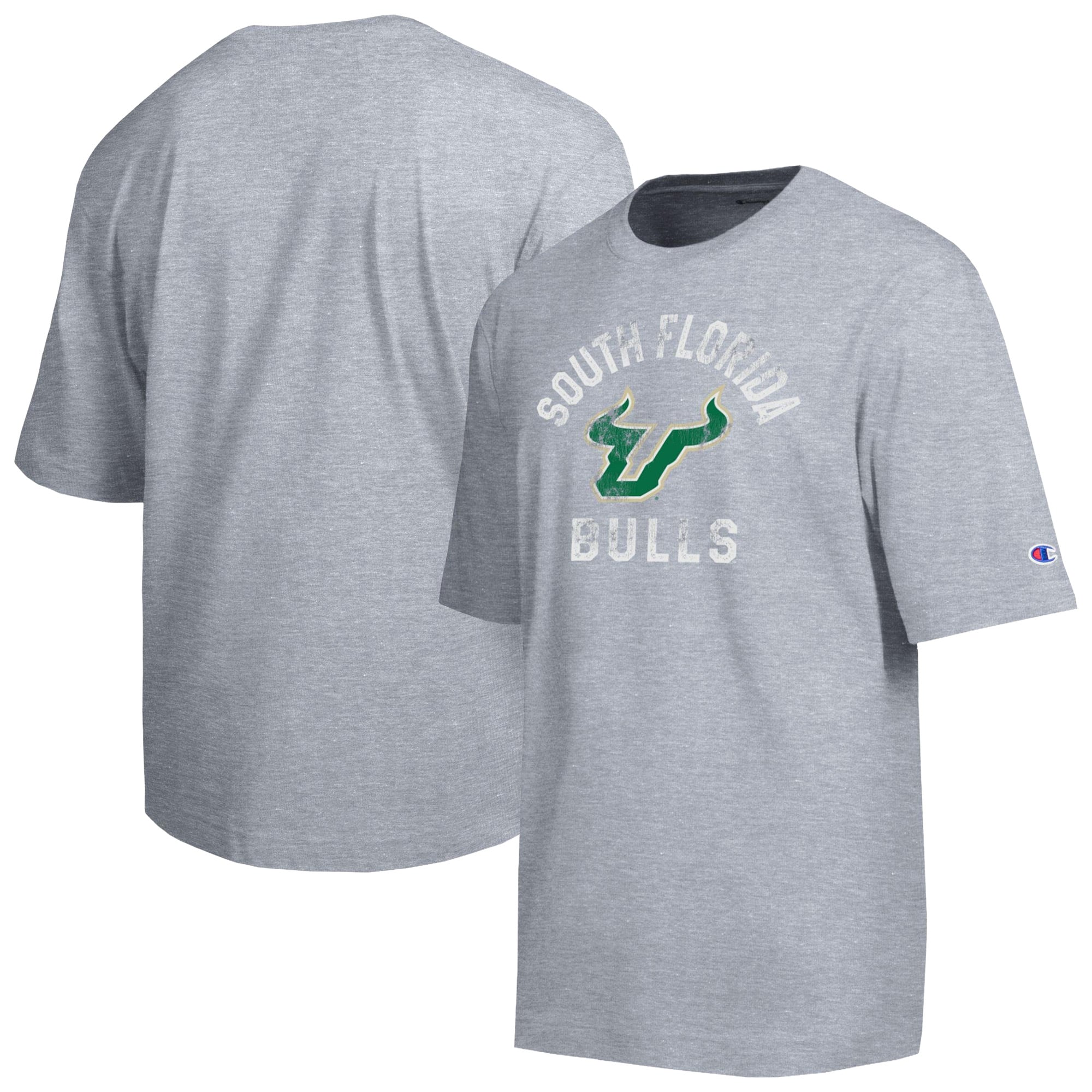 Men's Champion  Heather Gray South Florida Bulls Weathered Team T-Shirt
