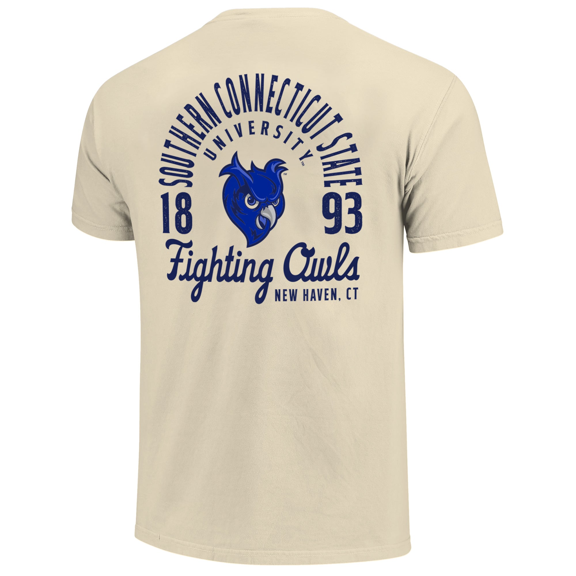 T-shirt crème pour homme avec motif mascotte des Owls de l'État du Connecticut Sud