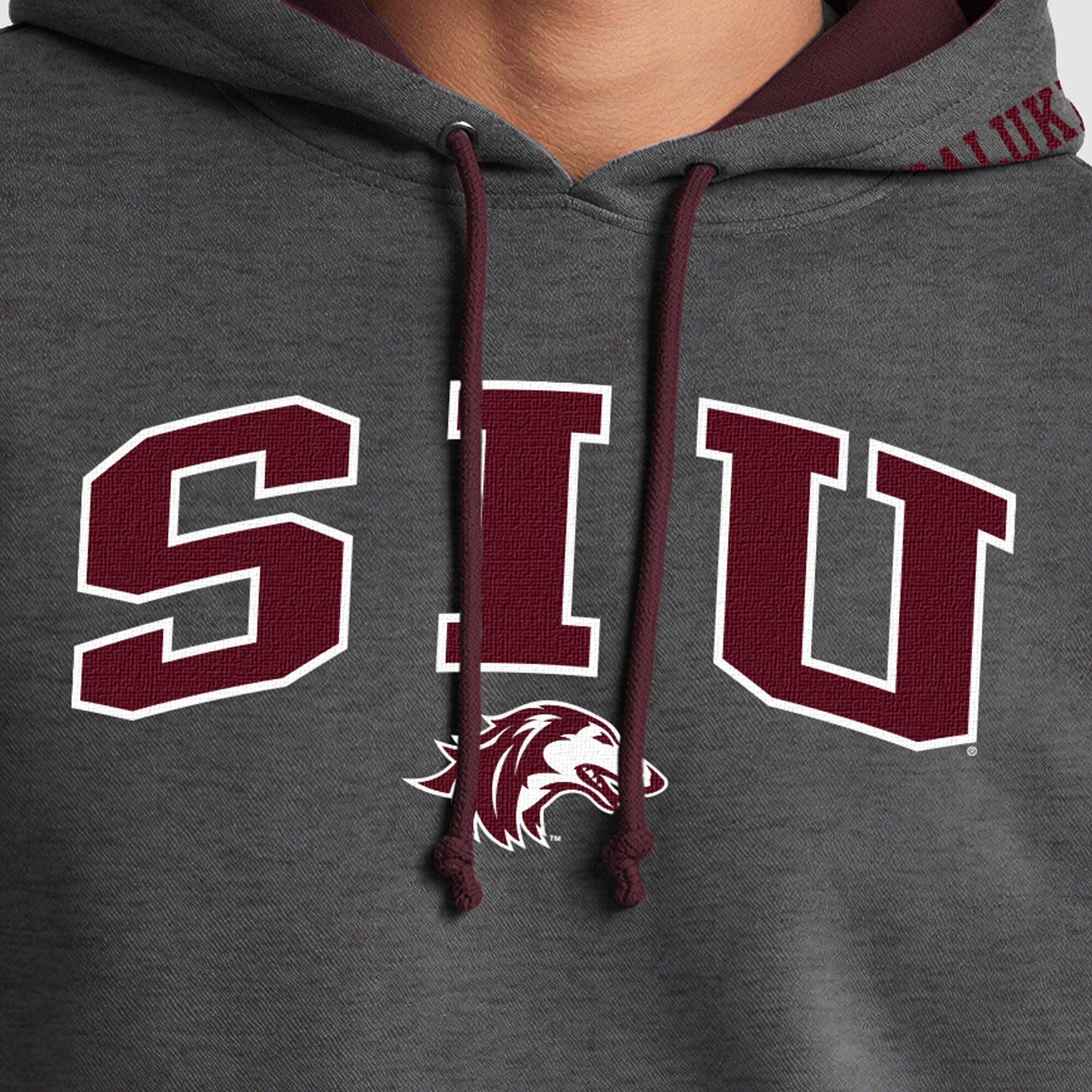 Men's Champion Heather Gray/Maroon Southern Illinois Salukis Contrast Hoodie