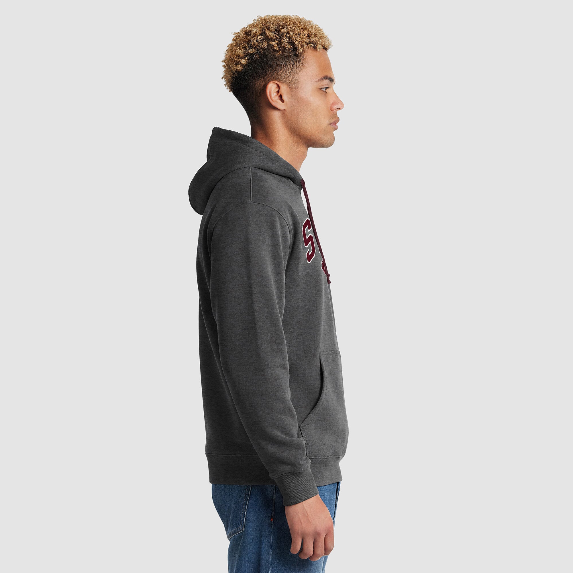 Men's Champion Heather Gray/Maroon Southern Illinois Salukis Contrast Hoodie