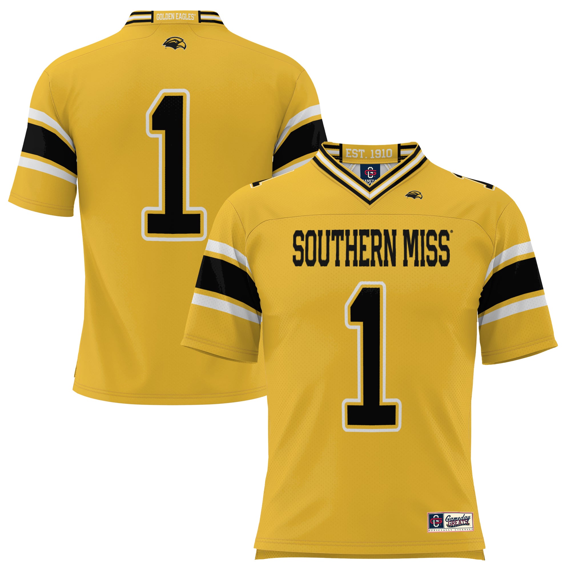 Men's GameDay Greats #1 Gold Southern Miss Golden Eagles Endzone
