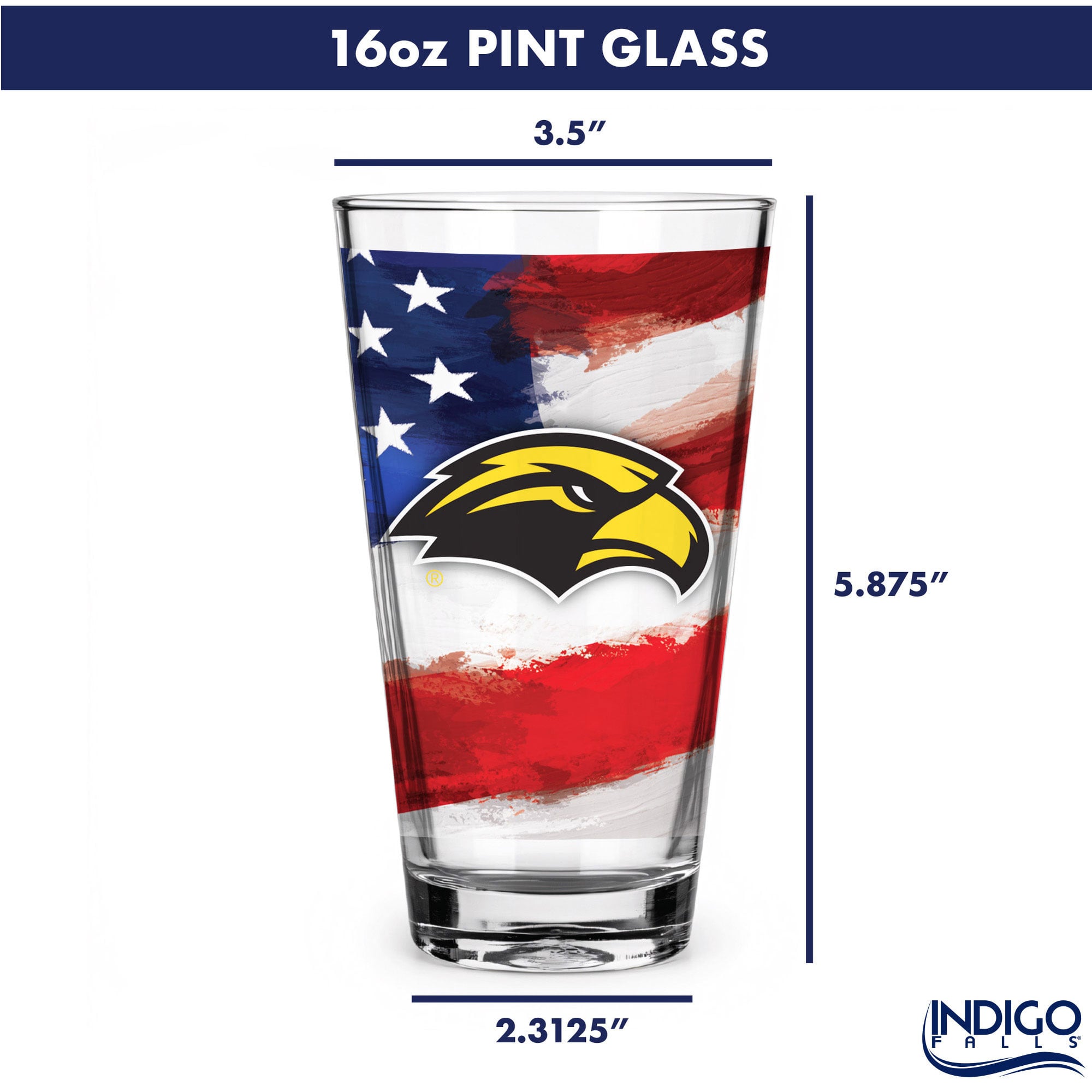 Southern Miss Golden Eagles Two-Pack 16oz. Americana Pint Glass Set