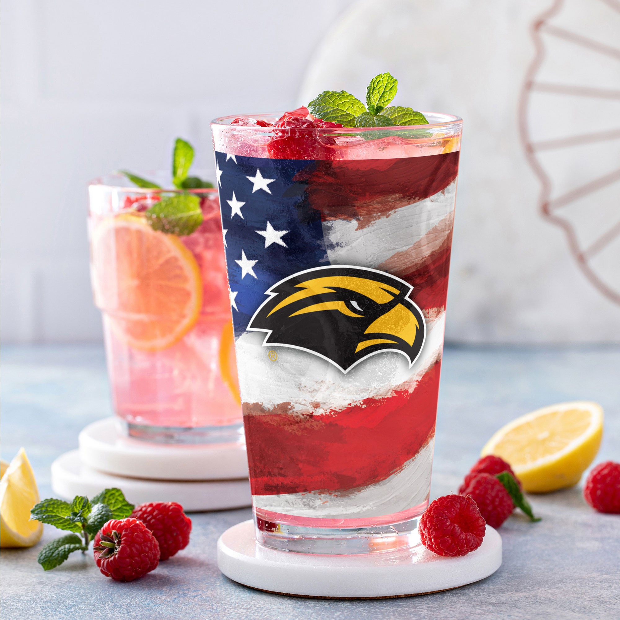Southern Miss Golden Eagles Two-Pack 16oz. Americana Pint Glass Set