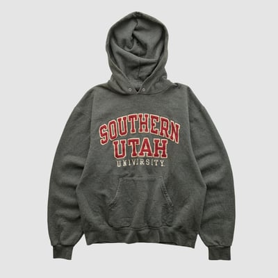 Southern Utah Thunderbirds Champion 2000s Hooded Pullover Sweatshirt - Dark Heather Gray - S by Fanatics Real Vintage