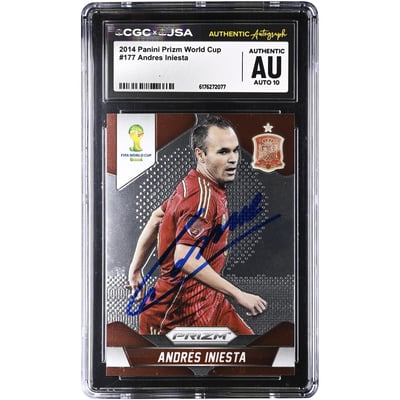 Andres Iniesta Spain National Team Autographed 2014 Panini Prizm World Cup #177 CGC Authenticated Auto 10 Card