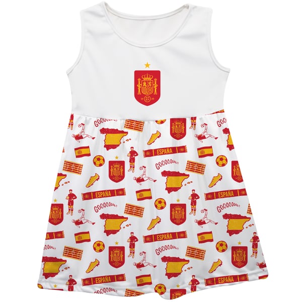 the young ladies get dressed in spanish Girls Youth Vive La Fete White Spain National Team Impressions Artwork Tank Top Dress black dog socks