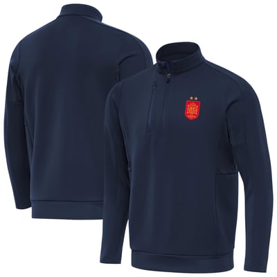 Spain National Team Antigua Two-Star Genesis Quarter-Zip Pullover - Navy