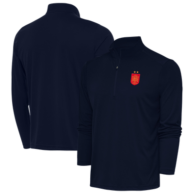 Spain National Team Antigua Two-Star Statement Quarter-Zip Pullover - Navy