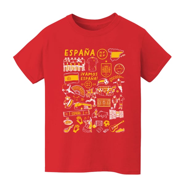 T-shirt Supporter Espagne – Enfant – Maillot Officiel De Fan De Football