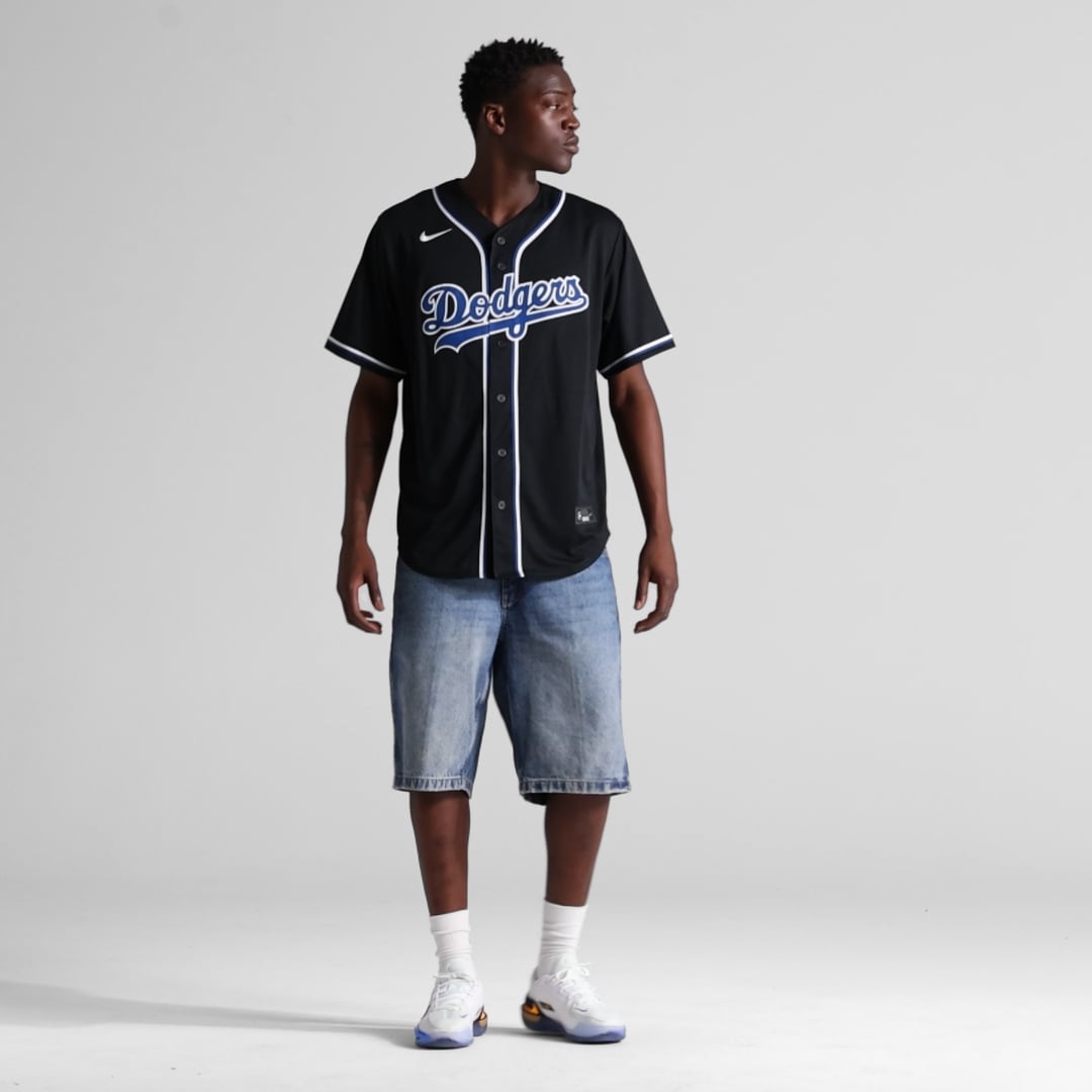 Men's Nike Los Angeles Dodgers Fashion Replica Black Out Jersey