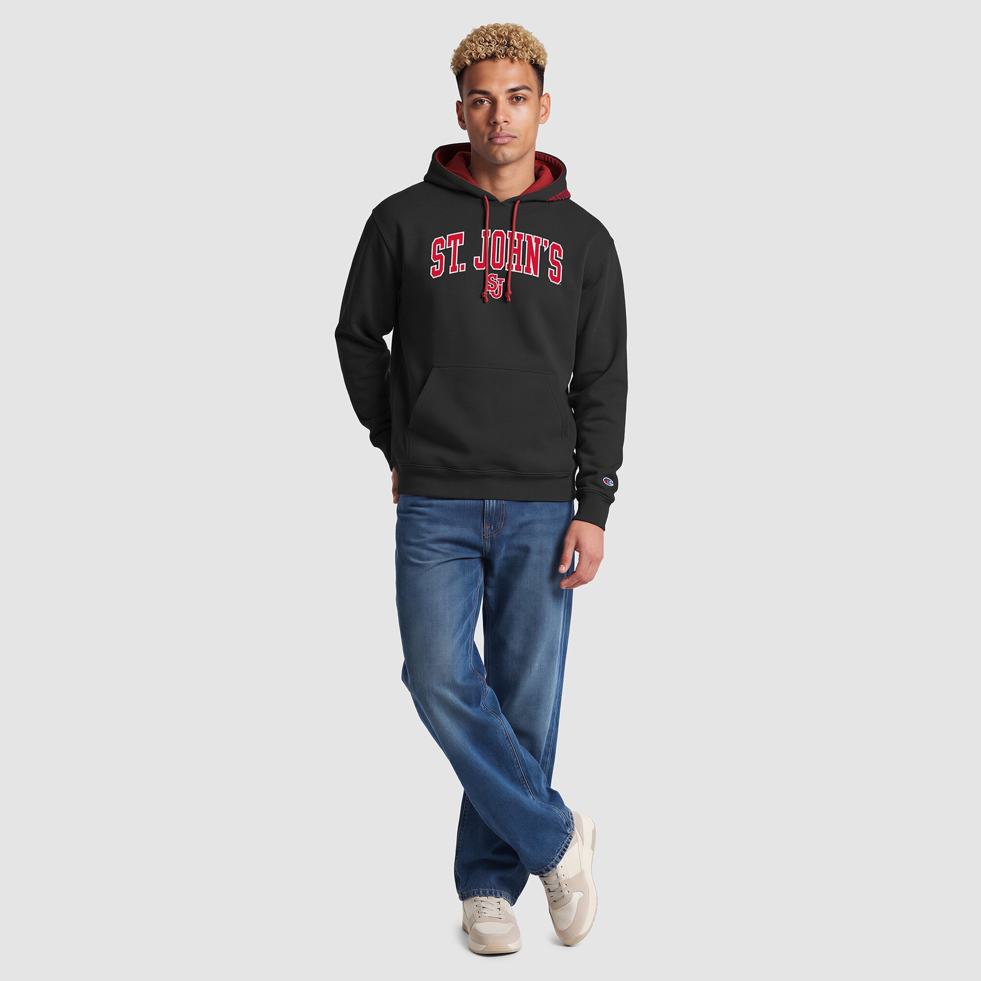 Men's Champion Red/Navy St. John's Red Storm Contrast Hoodie