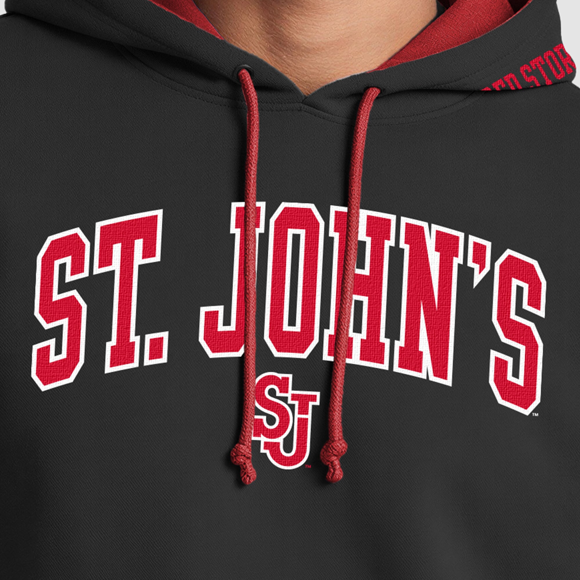 Men's Champion Red/Navy St. John's Red Storm Contrast Hoodie