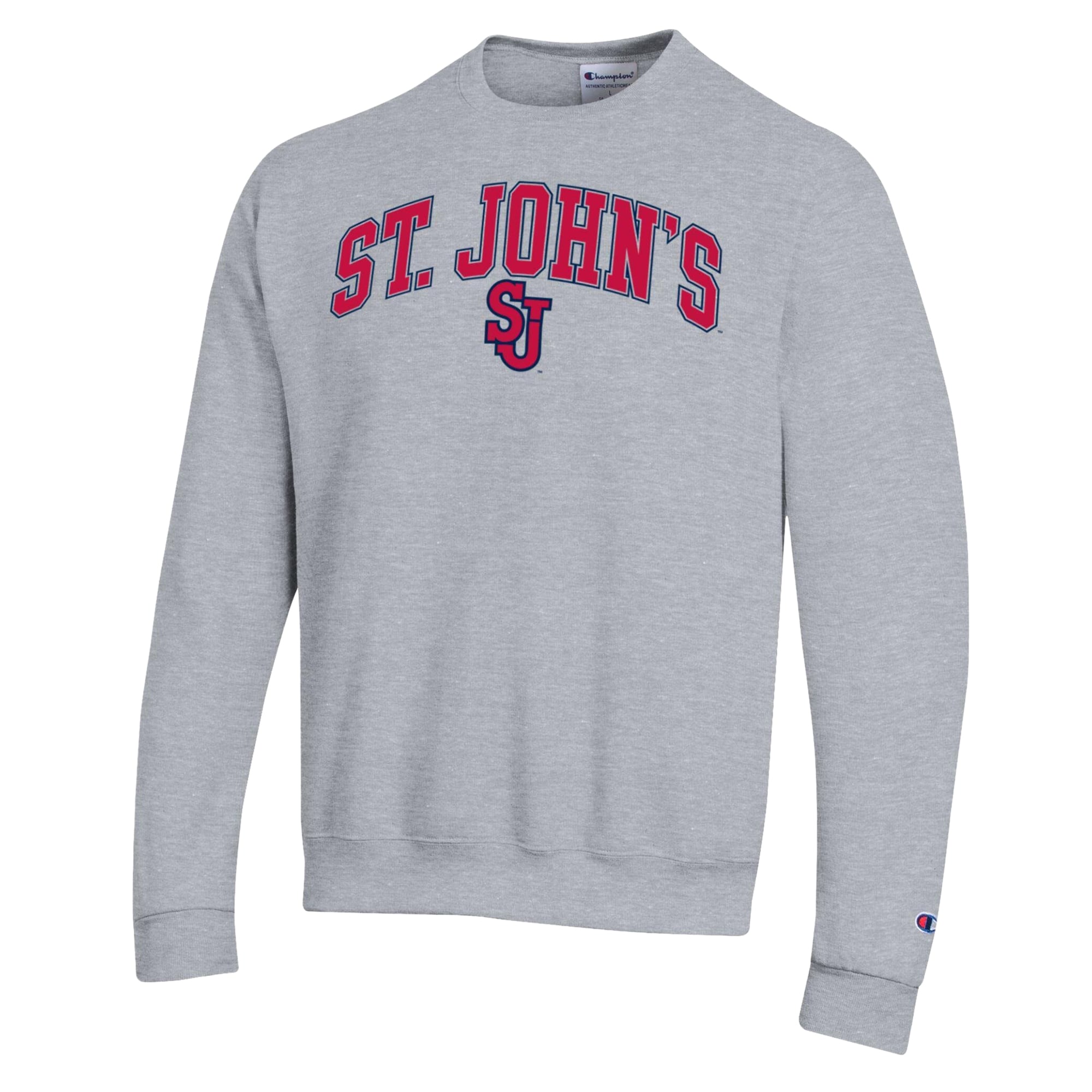 Men's Champion Heather Gray St. John's Red Storm Arch Powerblend Sweatshirt