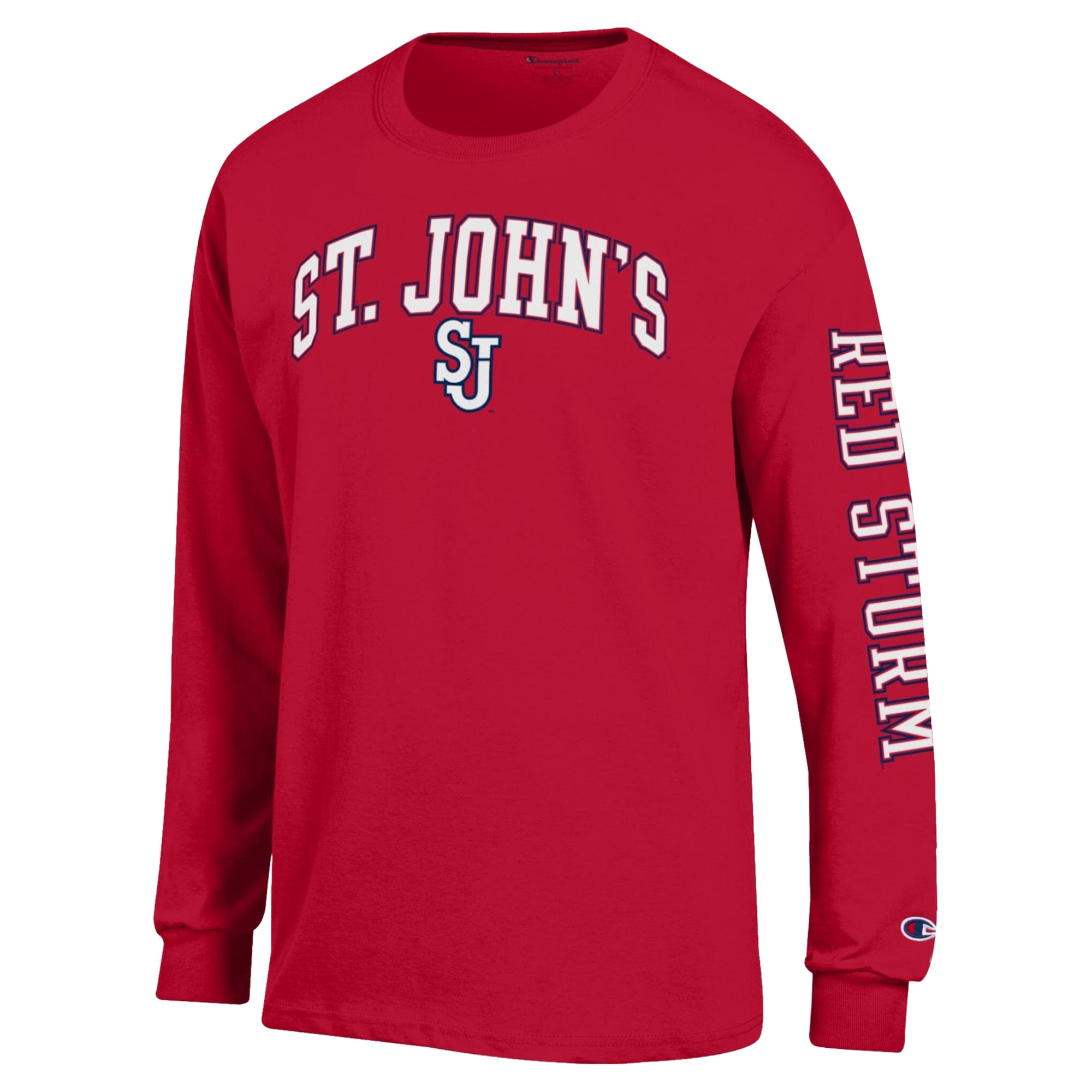 T-shirt à manches longues pour homme Champion Scarlet St. John's avec logo Storm Arch rouge