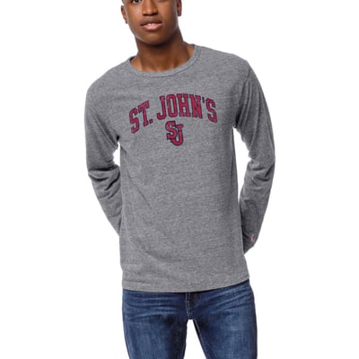  St. John's Red Storm League Collegiate Wear  Victory Falls Tri-Blend Long Sleeve T-Shirt - Heather Gray