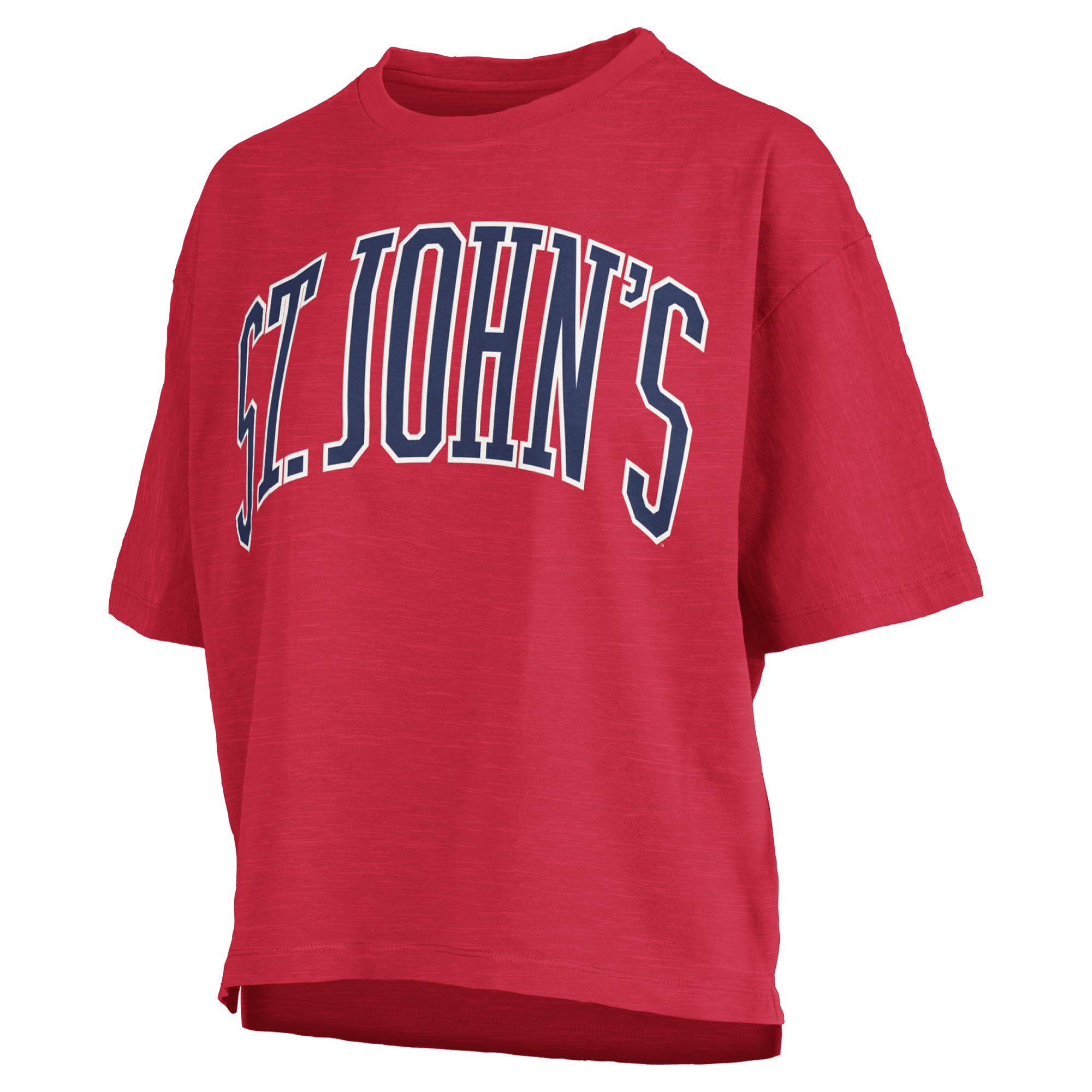 Women's Pressbox Red St. John's Storm Oversized Nelson Arch Over Logo Slub T-Shirt