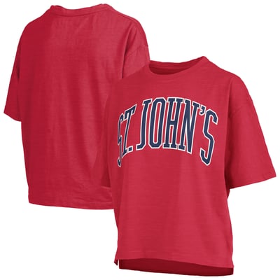 St. John's Red Storm Pressbox Women's Oversized Nelson Arch Over Logo Slub T-Shirt - Red
