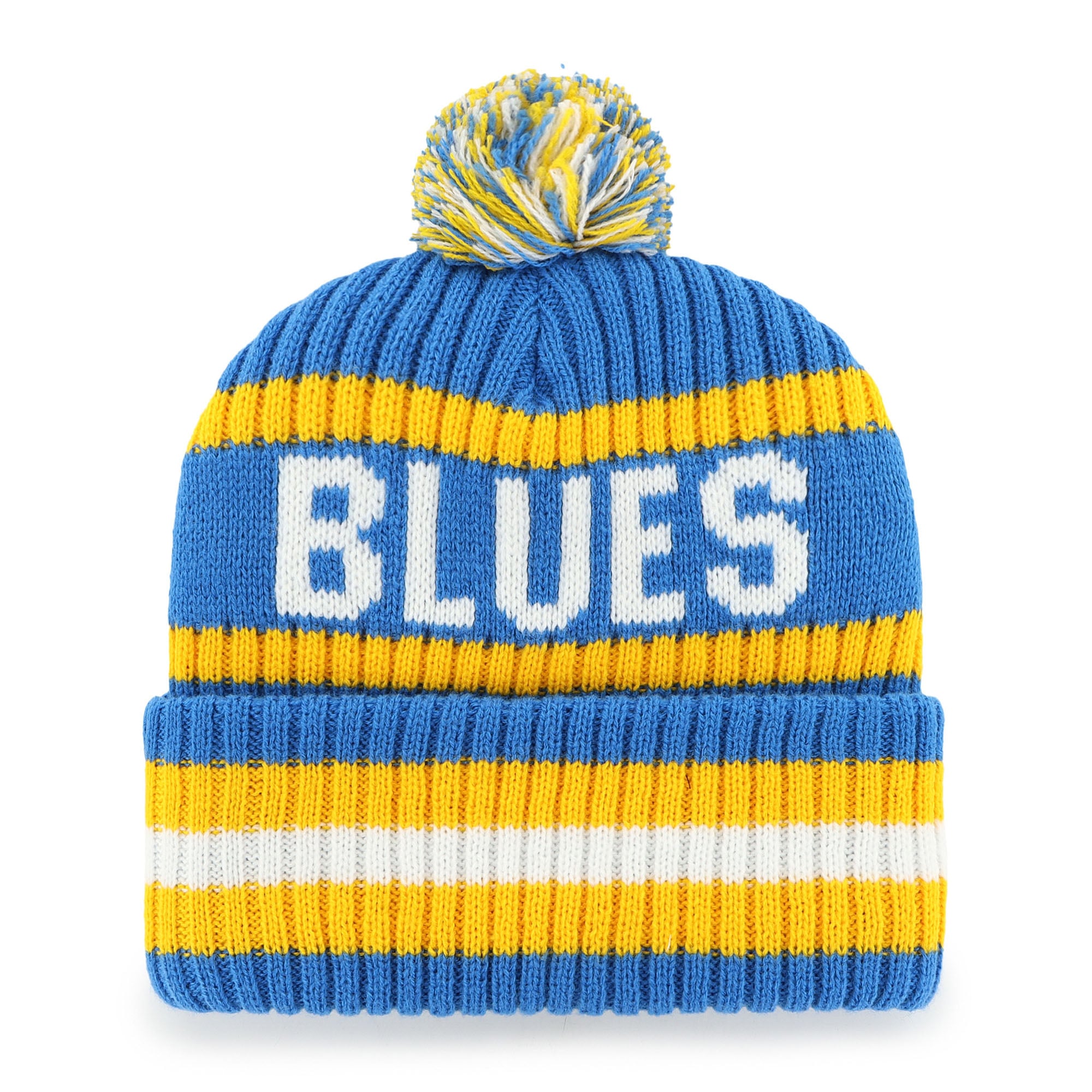 Bonnet en tricot à revers Bering bleu St. Louis Blues '47 pour homme avec pompon