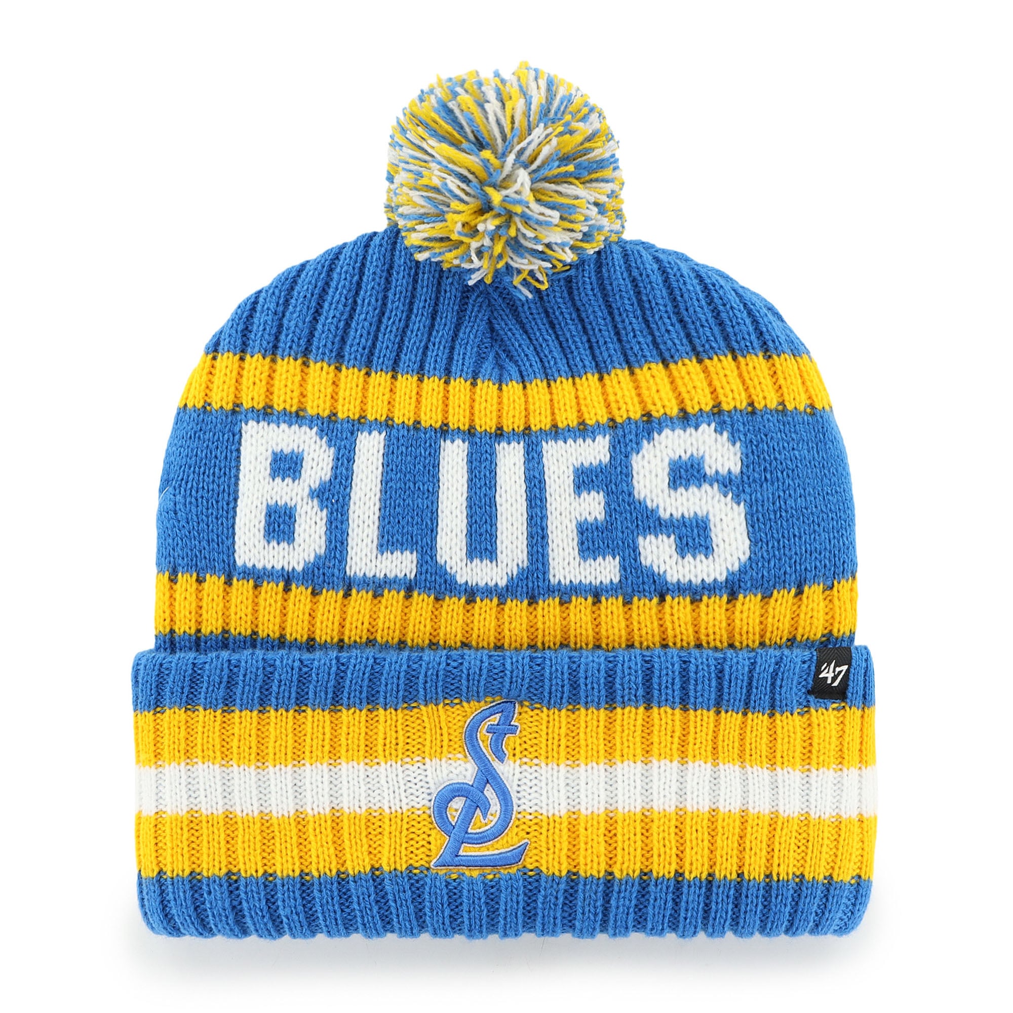 Bonnet en tricot à revers Bering bleu St. Louis Blues '47 pour homme avec pompon