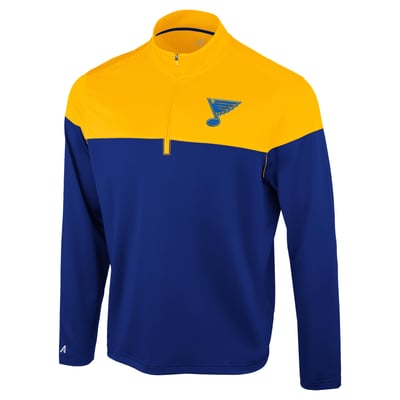 St. Louis Blues Antigua Hinder Quarter-Zip Pullover - Blue/Gold