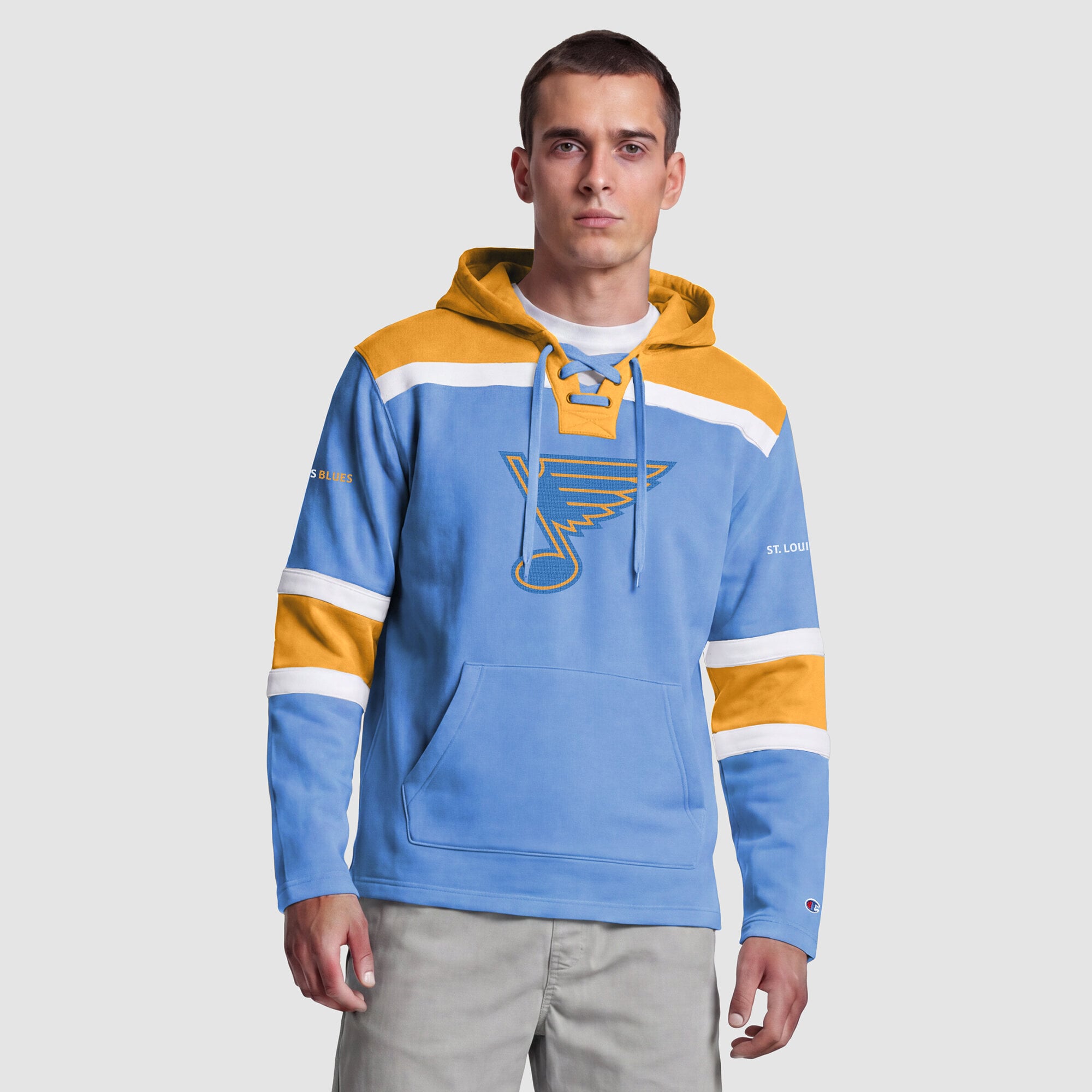 Sweat à capuche polaire de hockey Champion bleu St. Louis Blues pour homme