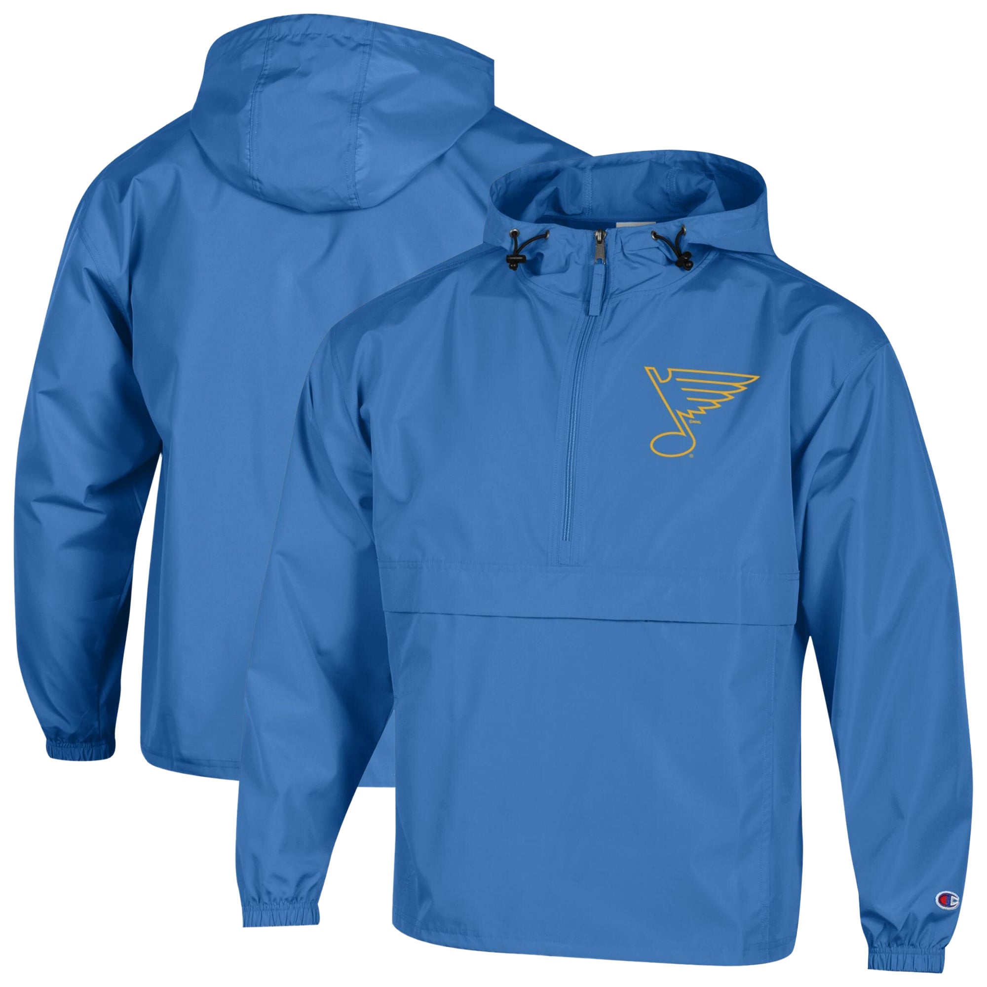 Coupe-vent pliable à demi-zip Champion Blue St. Louis Blues pour homme
