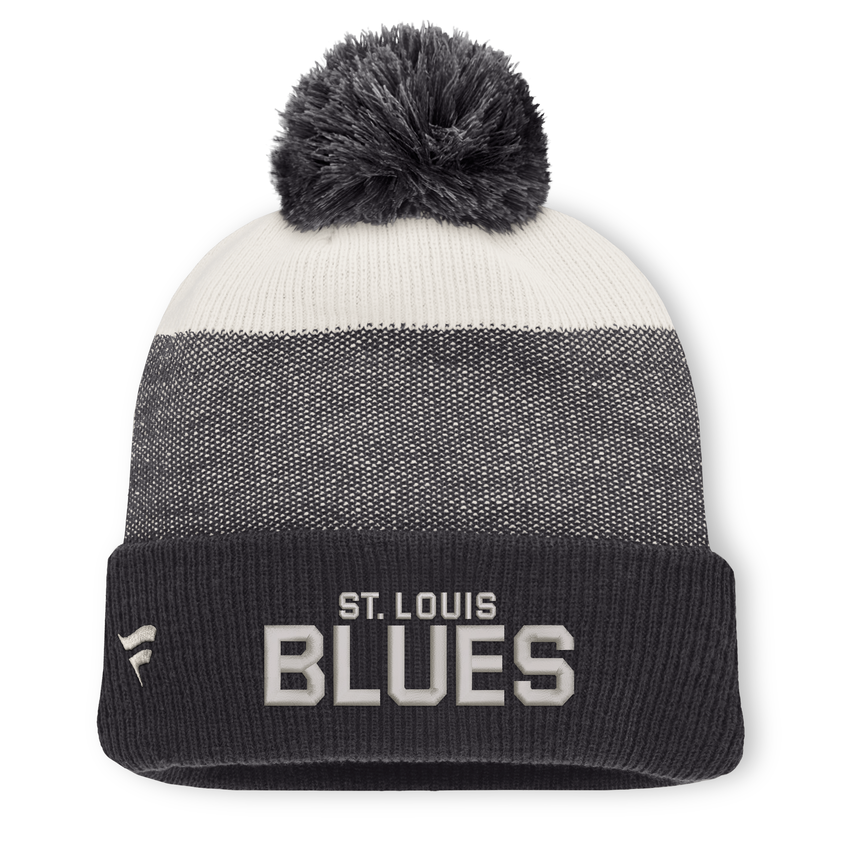 Bonnet à revers monochrome noir/beige clair St. Louis Blues pour homme, avec pompon